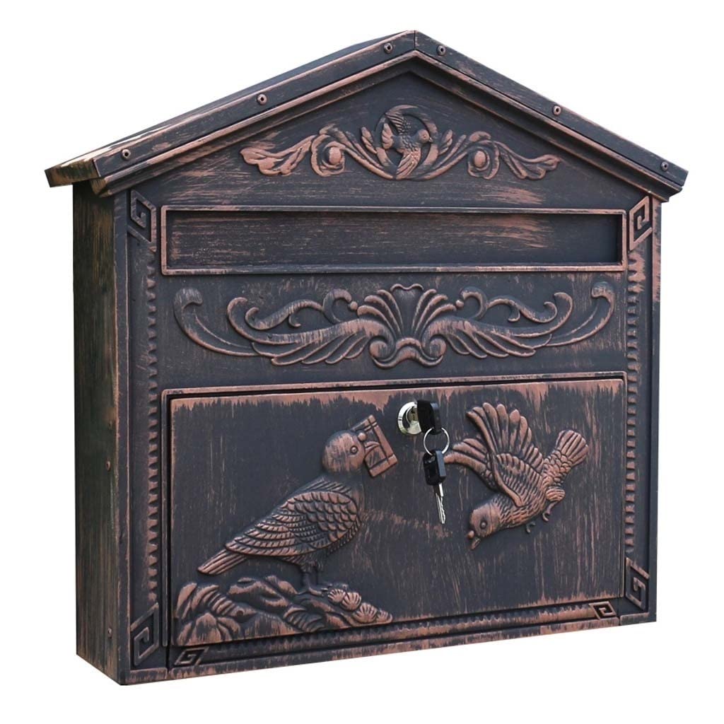 Vintage European Style Wall Mounted Mailbox - Rustproof Cast Aluminum Outdoor Newspaper Box with Rainproof Design - Perfect for Garden, Porch, and Farmhouse Decor