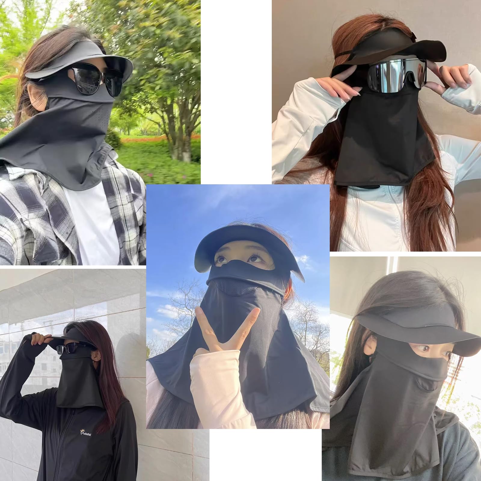 Sun Protection Face Mask & Ice Silk Neck Gaiter - UV Protective Face Cover with Earloop for Outdoor Activities, Hiking, Cycling, and Running