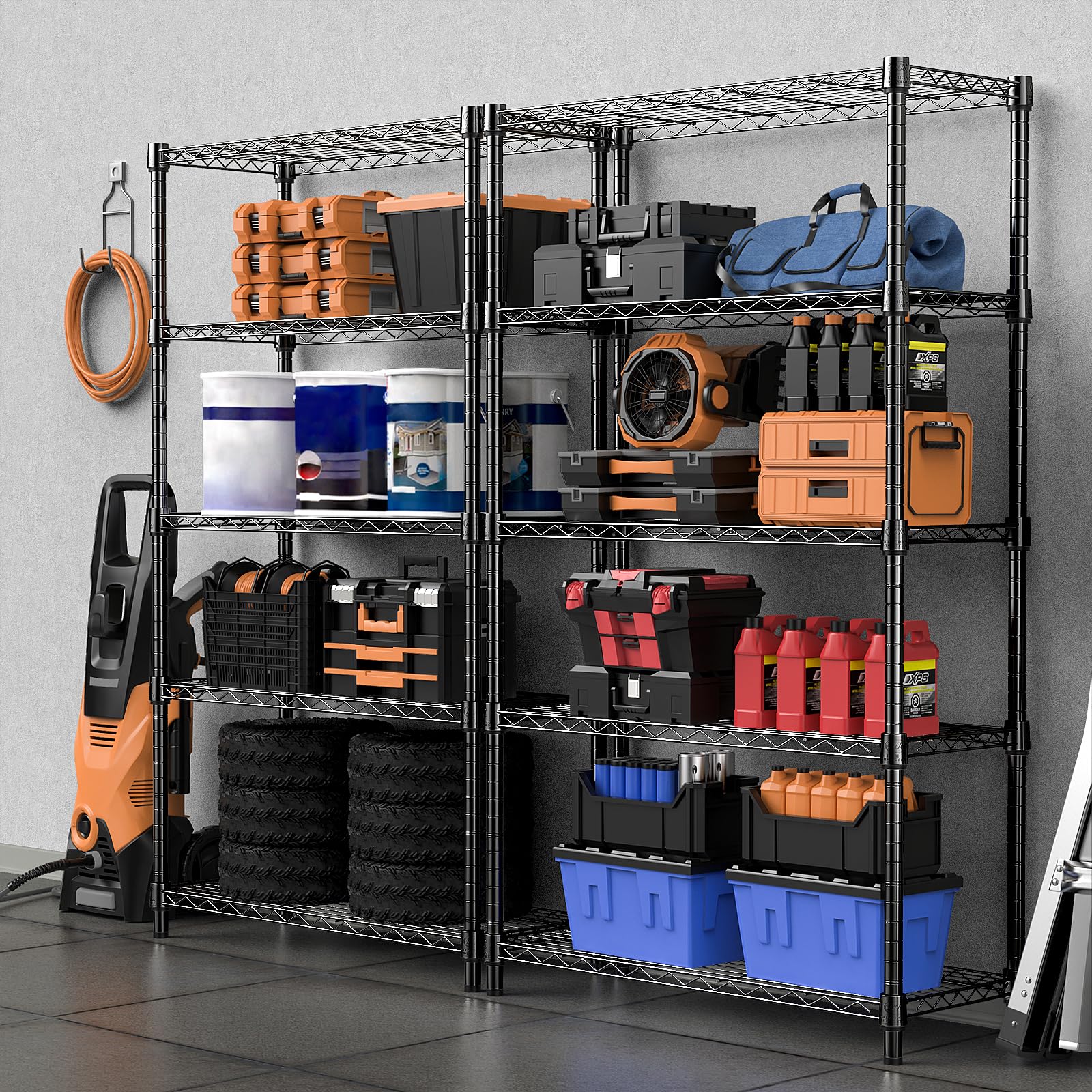 MZG 5-Tier Heavy Duty Steel Wire Shelving Unit - 1250 lbs Capacity Storage Rack for Home, Kitchen, Office, Garage - 13.7