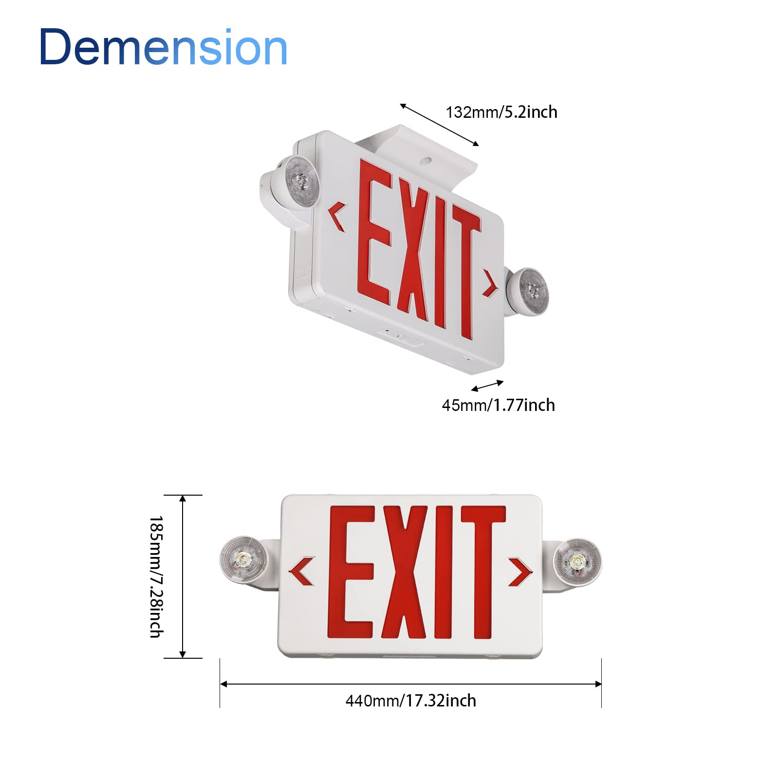 UL 924 Certified LED Emergency Exit Sign with Battery Backup - Red Exit Light for Commercial Buildings, AC 120/277V - Ideal for Offices, Warehouses & Public Spaces (1 Pack)