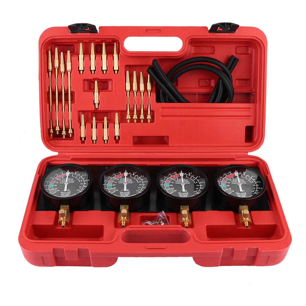 Fuel Vacuum Carburetor Adjustment Tool Kit - 4 Cylinder Carb Sync Vacuum Gauge Set with Shockproof Balancer | Perfect for Motorcycle, ATV, Small Engine Tuning & Maintenance