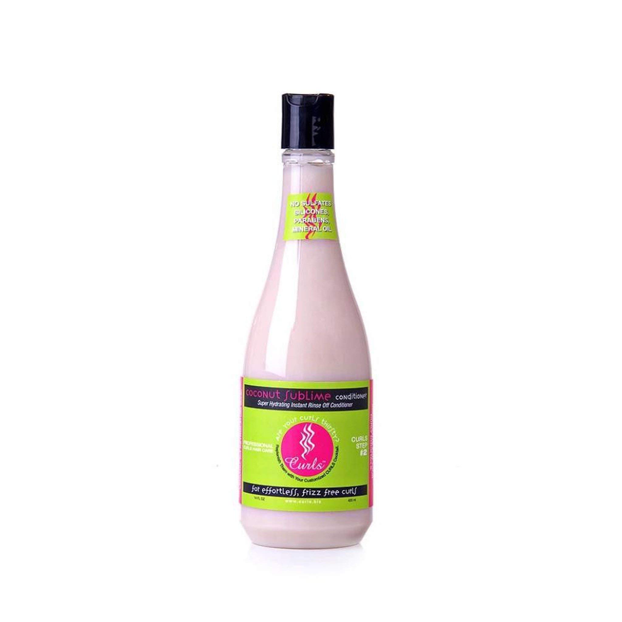 Curls Coconut Sublime Moisturizing Instant Conditioner for Curly Hair - Deep Hydrating Rinse Off Treatment, 14 oz - Perfect for Dry, Frizzy Hair Care Routine & Salon-Quality Results at Home