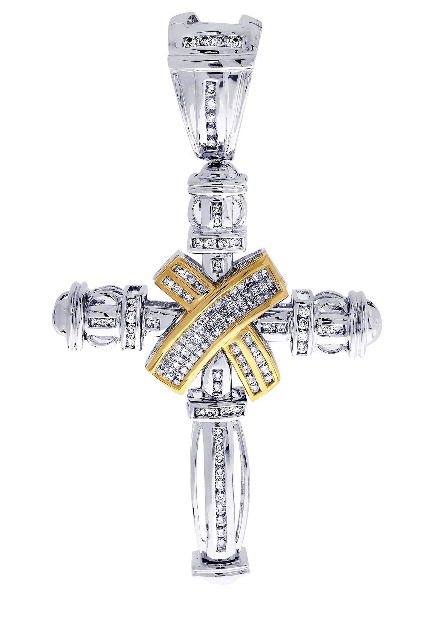 1.84 Carat Diamond Cross Pendant Necklace - 23.51 Grams Solid Gold Religious Jewelry for Women & Men - Perfect for Baptism, First Communion, Confirmation & Everyday Wear