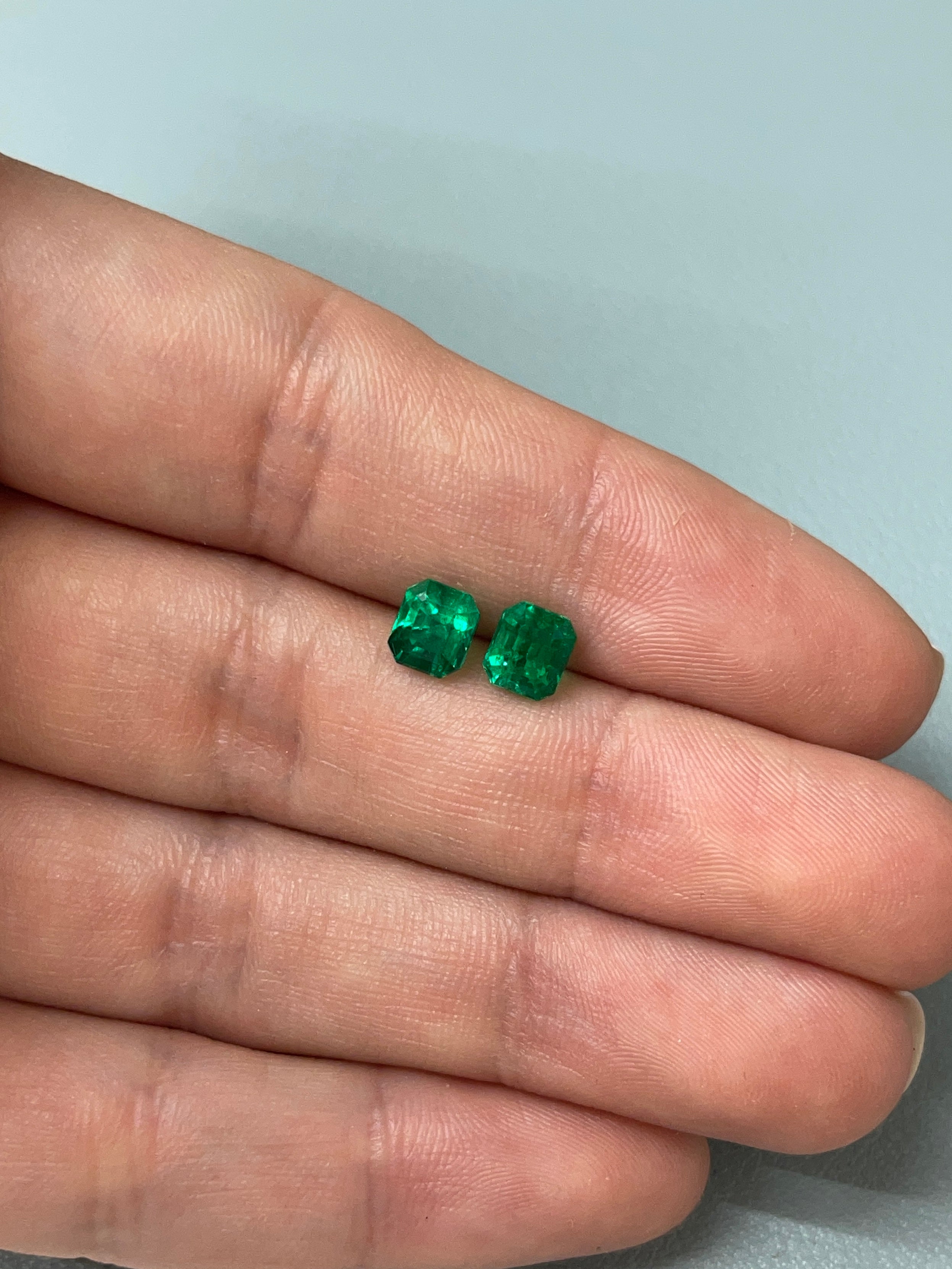 2.01 Carat (tcw) AAA+ Muzo Green Colombian Loose Emeralds - 6x5.3mm Emerald Cut Gemstones for Jewelry Making & Engagement Rings