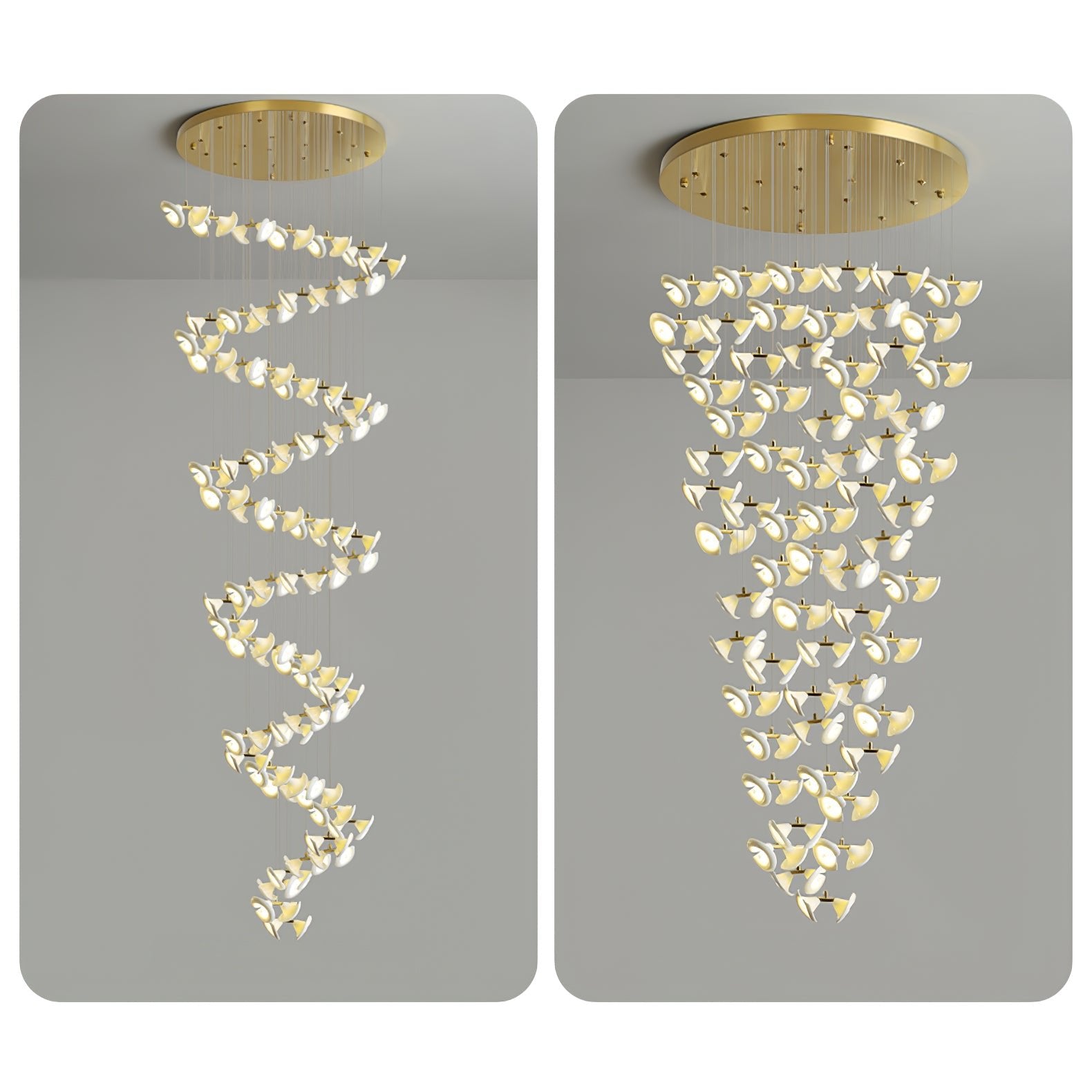Elegant Blossom Double Horn Chandelier - Modern Crystal Ceiling Light Fixture for Dining Room & Living Room Decor