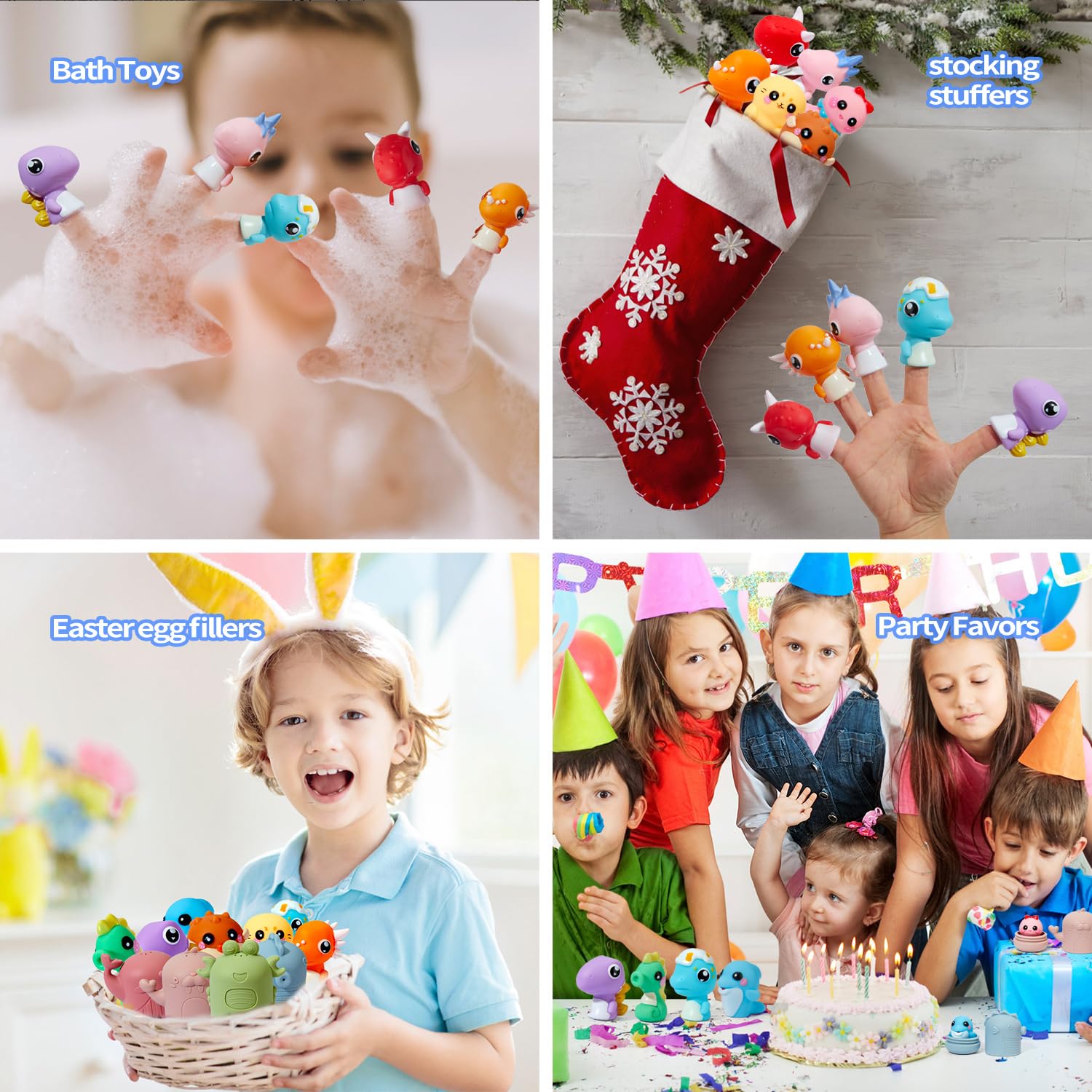 14 PCS Silicone Baby Bath Toys with Rubber Animal Finger Puppets - Safe, Easy to Clean Water Toys for Toddlers | Perfect Gift for Preschool Boys & Girls | Fun Bathtime Play & Early Learning