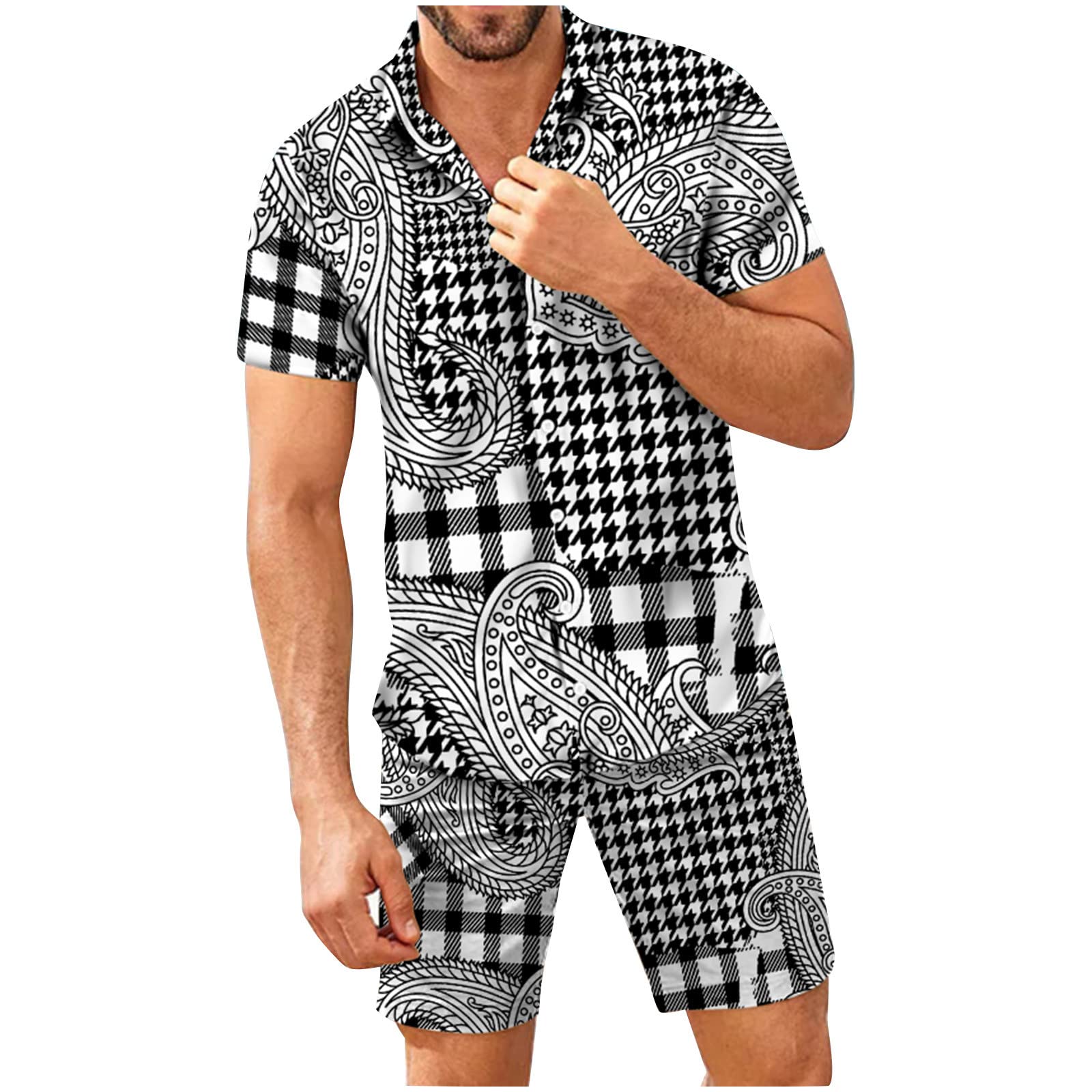 Men's Hawaiian Shirt and Shorts 2-Piece Set - Breathable Summer Beachwear, Boho Style Outfit for Vacation, Pool Party & Casual Wear
