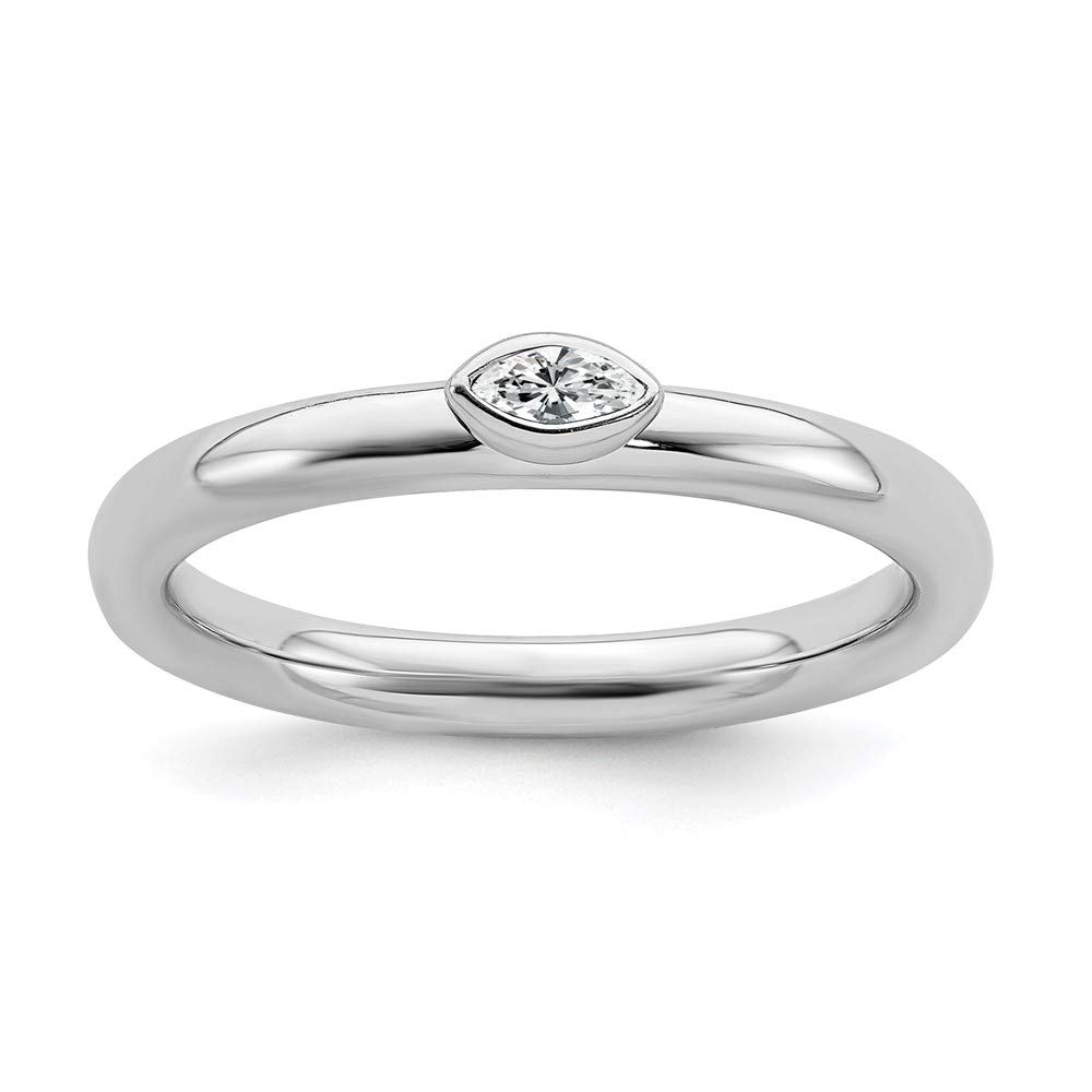 Sterling Silver Marquise Topaz Stackable Ring for Women - Elegant Jewelry Gift