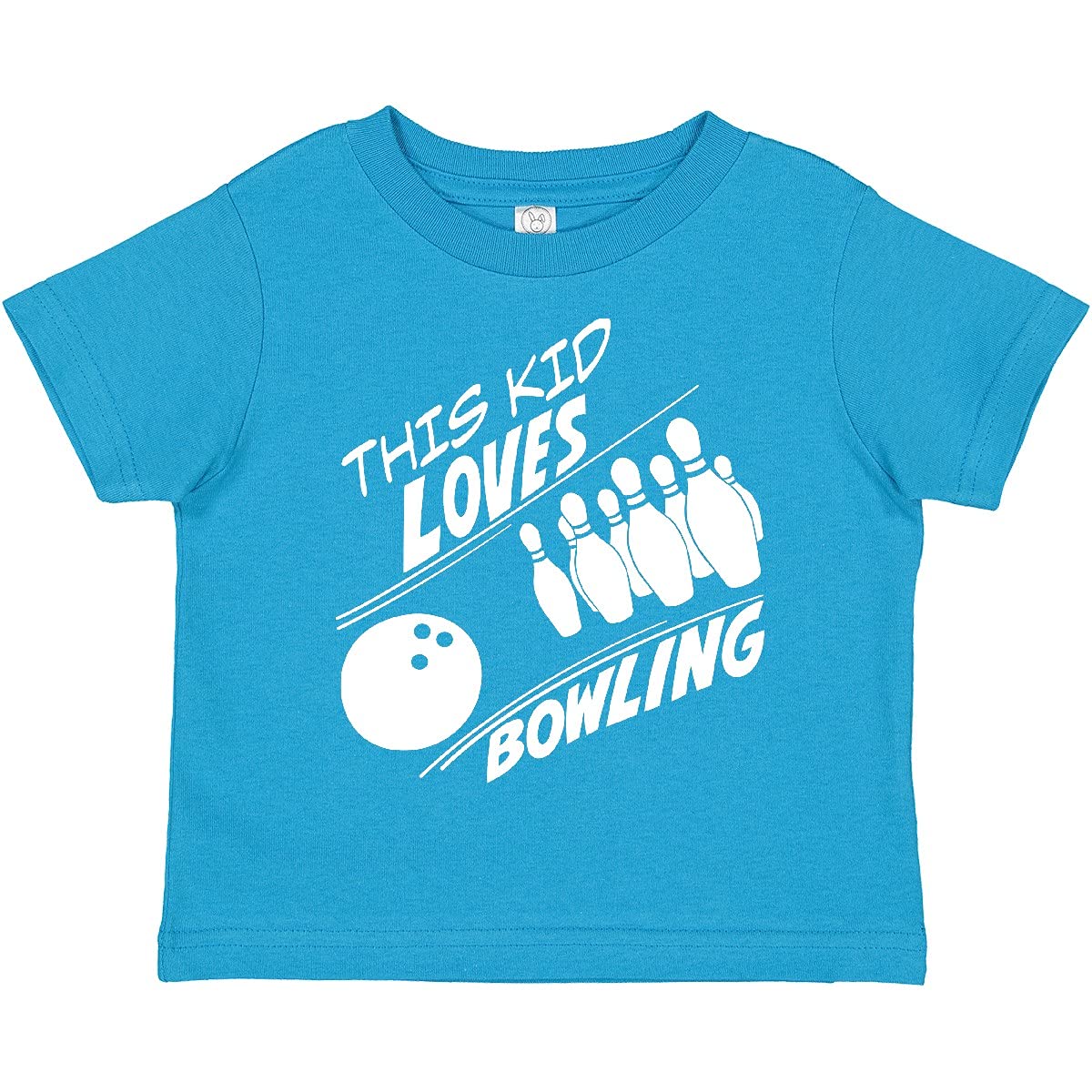 Inktastic This Kid Loves Bowling Toddler T-Shirt - Cute Bowling Themed Cotton Tee for Boys & Girls - Perfect for Birthday Parties & Family Bowling Nights