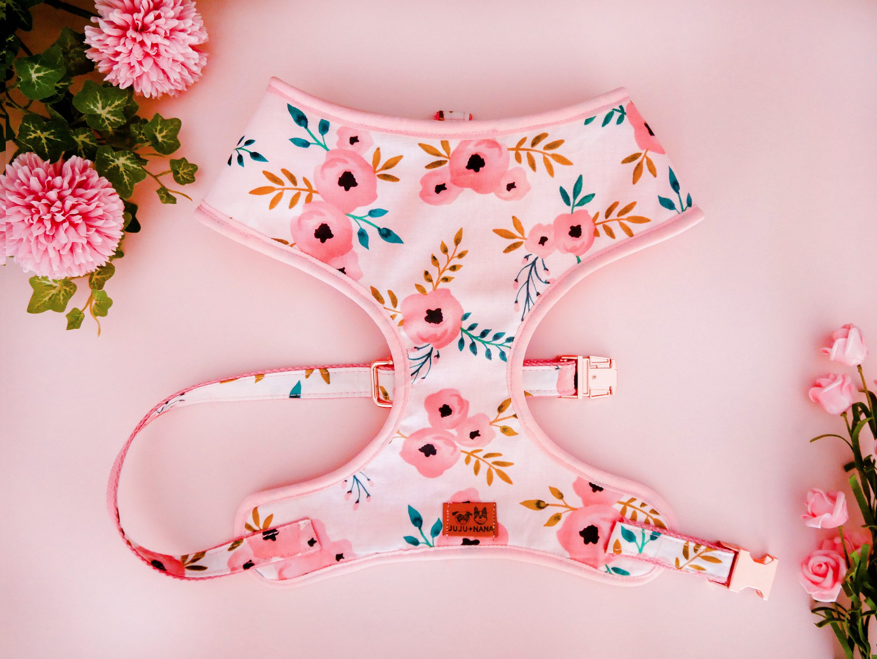 Premium Dog Harness with Watercolor Floral Design - Adjustable, Comfortable & Stylish for Small to Medium Dogs - Perfect for Walks, Hiking & Outdoor Adventures