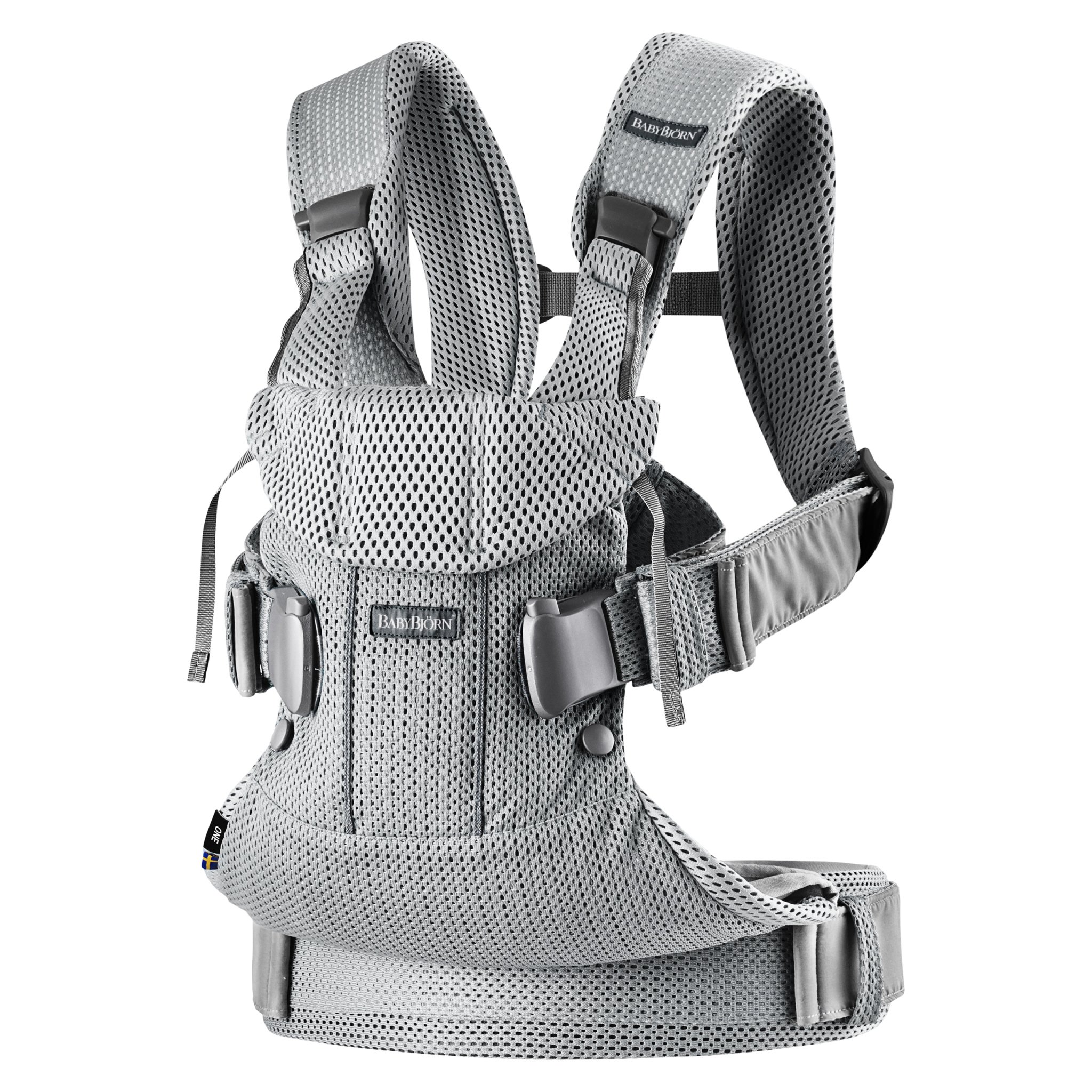 BabyBjörn New Baby Carrier One Air 2019 Edition - Breathable Mesh Infant Carrier, Silver, One Size (Pack of 1) | Ergonomic Design for Hands-Free Babywearing, Perfect for Walking, Shopping & Outdoor Adventures