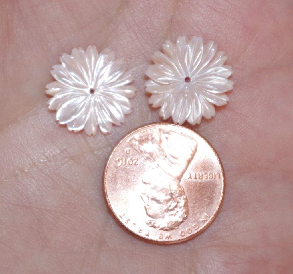 Angel Skin Coral Mother of Pearl (MOP) Carved Flower 15MM Jacket Studs - Elegant Jewelry for Women, Perfect for Formal Events & Bridal Accessories