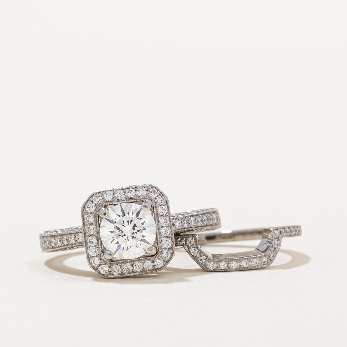 Simon G Diamond Wedding Ring Set | 0.83ct IF G Color & 0.44ctw Side Stones | Size 5.25 | Elegant Bridal Jewelry for Engagement & Anniversary Gifts