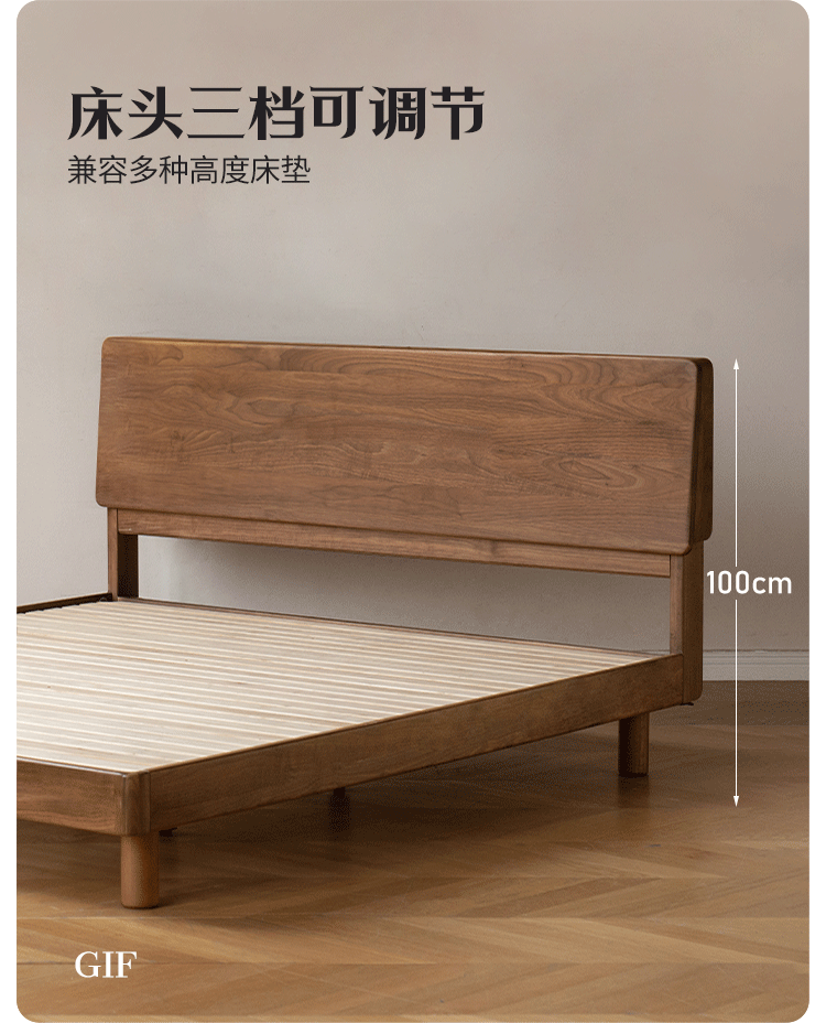 Premium North American Black Walnut & Ash Wood Bed Frame - Modern Nordic Style Bedroom Furniture for Master Bedroom, Guest Room, or Dorm