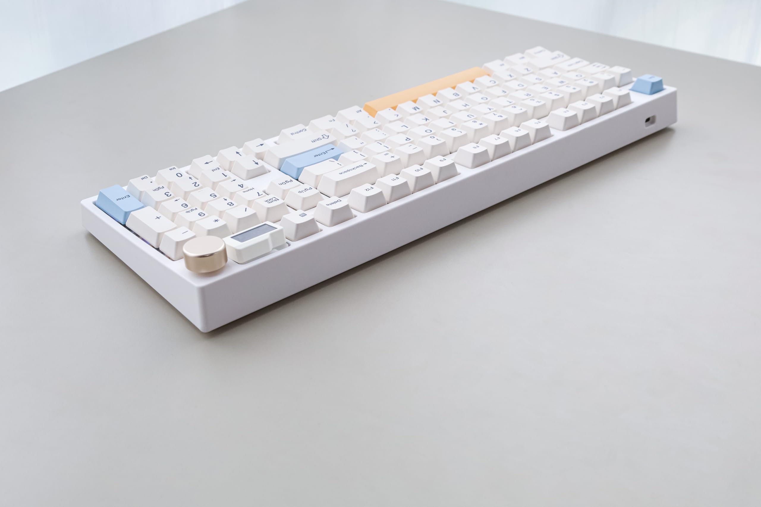 NJ98 Wireless Custom Mechanical Keyboard with Screen Knob - 96% Hot Swappable RGB Backlit Keyboard for Mac & Windows (Dark, Steel Plate, Gateron Milky Yellow Pro) - Perfect for Gaming, Office Work & Typing Enthusiasts