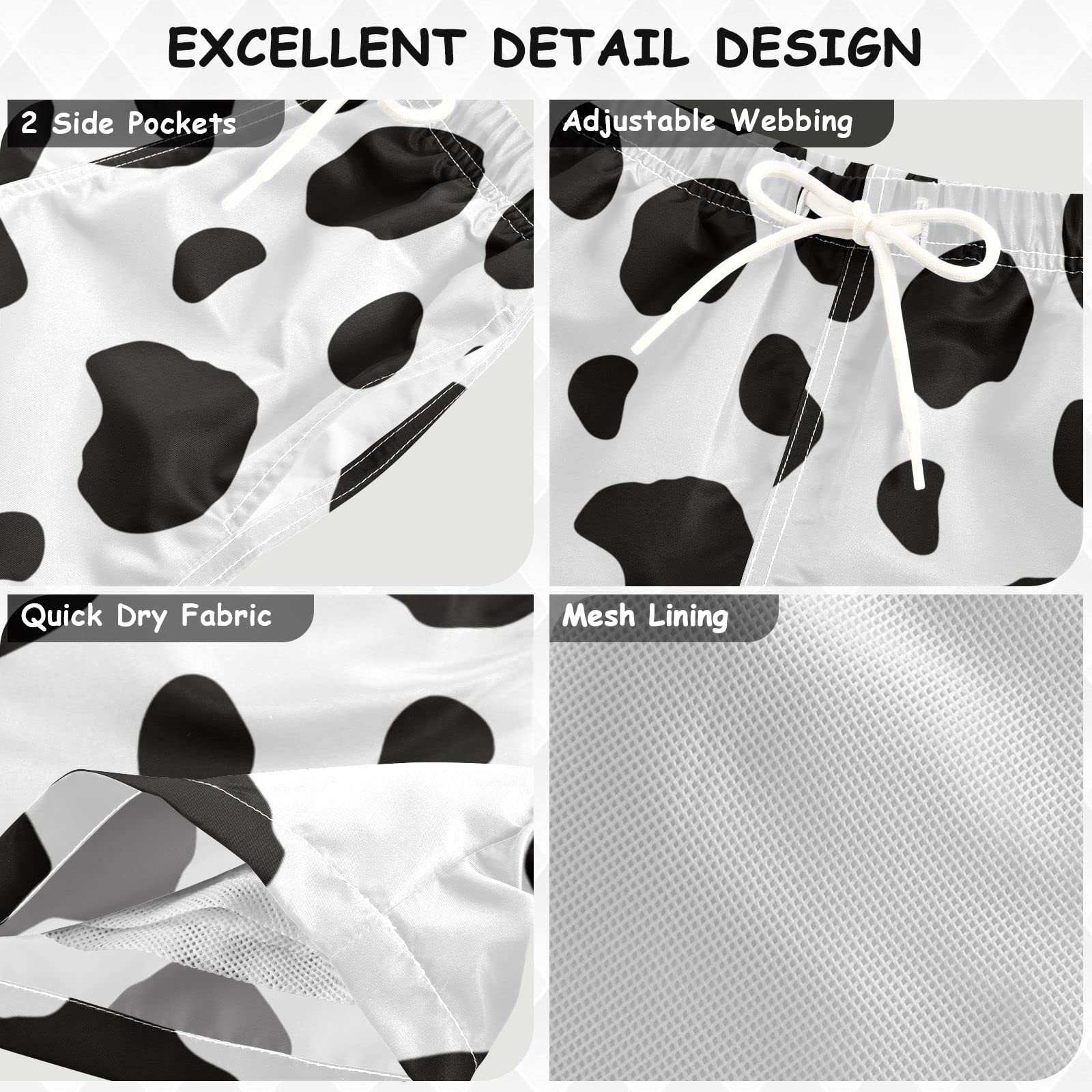 **JUDIAN Boys Swim Trunks - Quick Dry Cow Print Swim Shorts for Toddlers & Kids | Beach, Pool & Water Play Outfit**    *Optimized for Google SEO with keywords like 