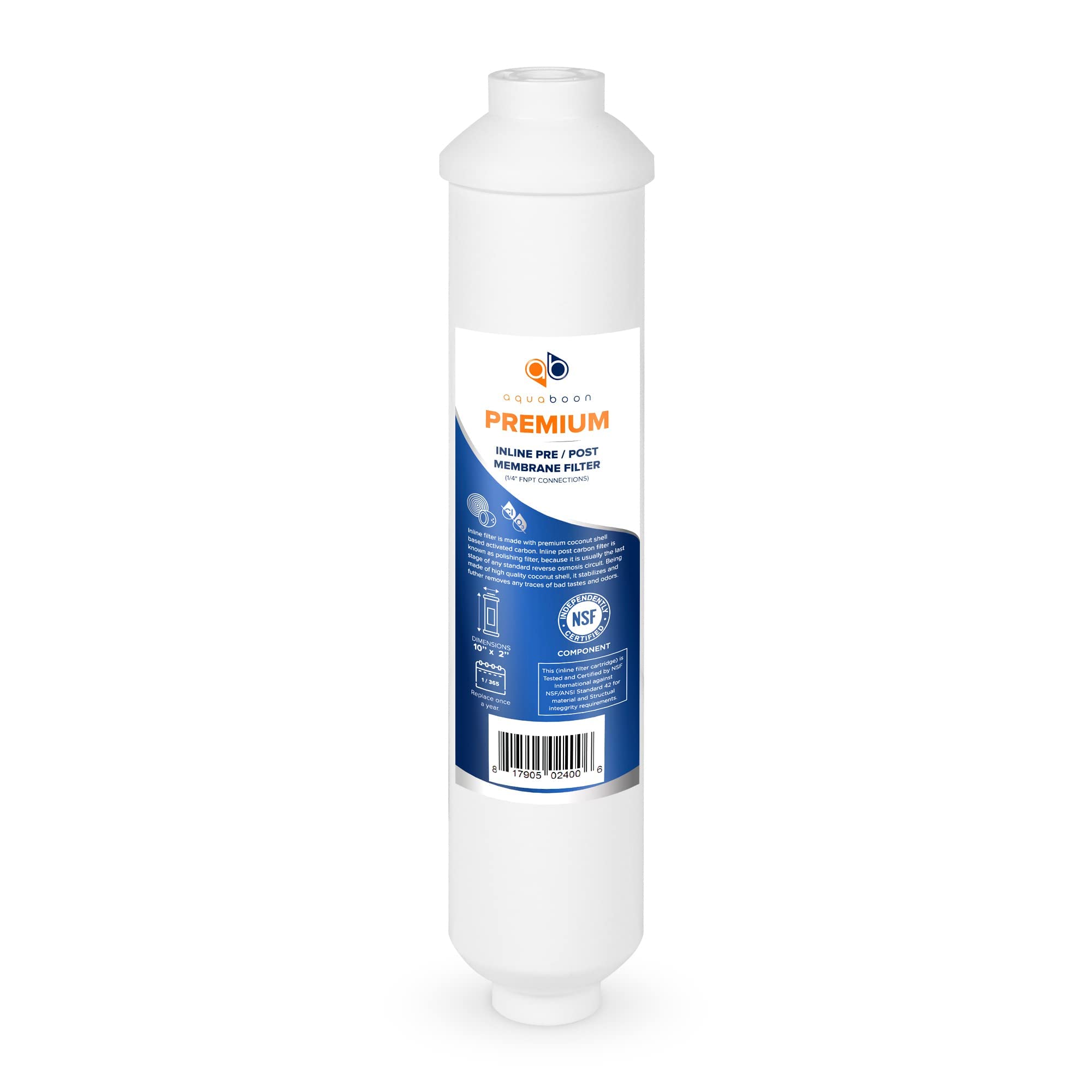 Aquaboon 25-Pack Premium Inline Post/Carbon Water Filter Cartridge for Reverse Osmosis Systems - Improves Taste & Removes Contaminants - Perfect for Home Drinking Water & Aquariums