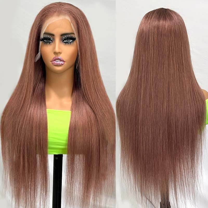 Eullair Rose Milk Tea Colored Body Wave Lace Frontal Wig - Light Flaxen Brown Straight Human Hair Wigs for Black Women | TikTok Hair Inspiration, Perfect for Cosplay, Daily Wear & Special Occasions