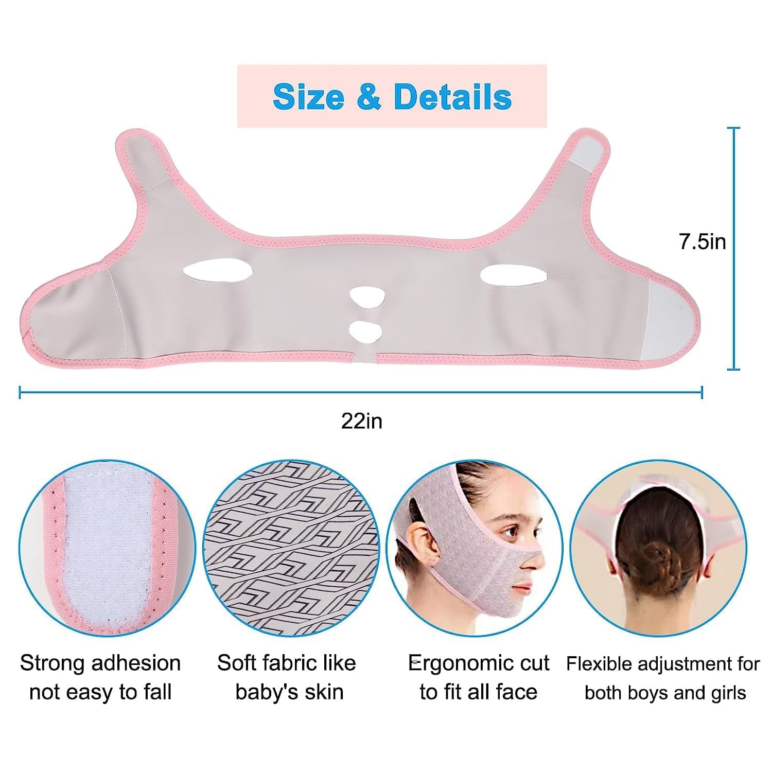 Facial Slimming Strap - Double Chin Reducer & V-Line Lifting Mask for Face Slimming & Chin Up - Reusable Face Lifting Belt for Nasolabial Folds - Perfect for Home Spa, Workout & Beauty Routine