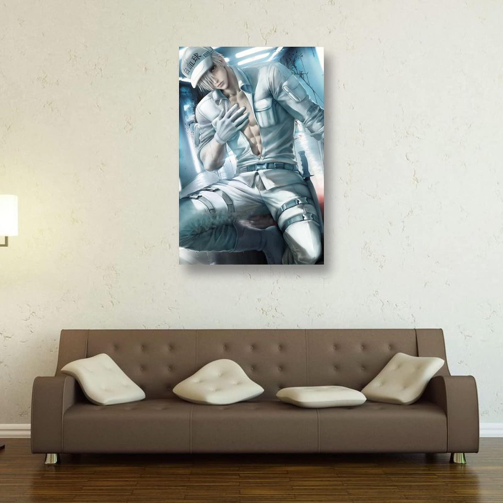 Cells at Work Anime White Blood Cell Wall Art Poster - 20x30 Inch (50x75cm) Japanese Anime Canvas Print for Living Room, Bedroom Decor - Perfect Gift for Anime Fans & Medical Students