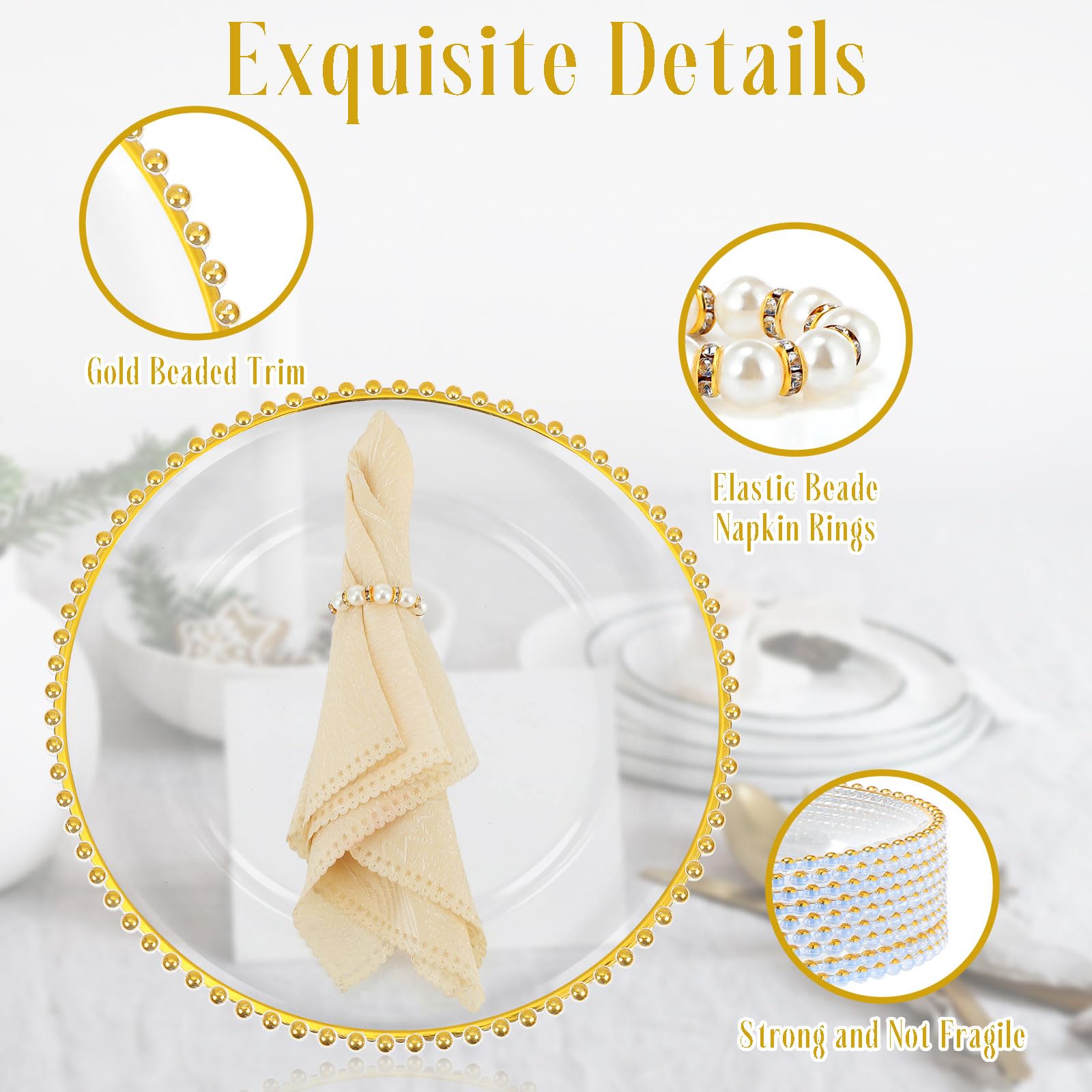 50-Pack Clear Beaded Charger Plates 13