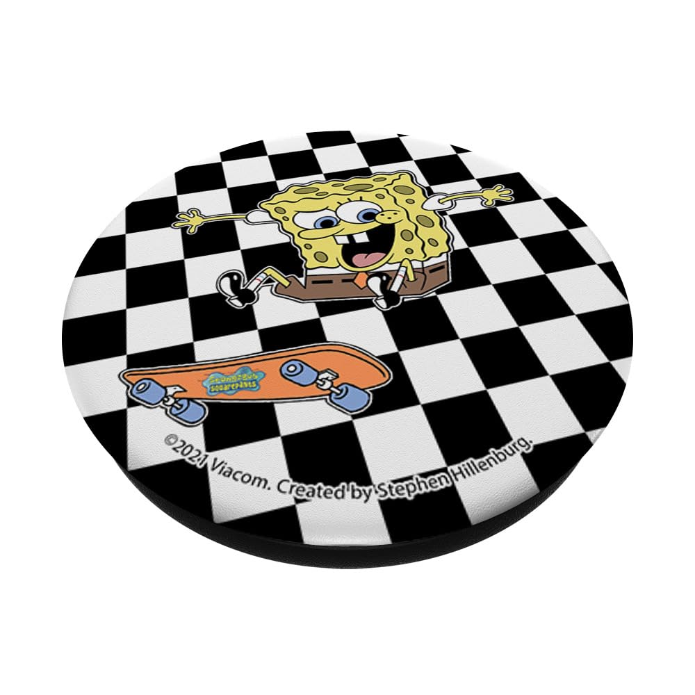 SpongeBob SquarePants Checker Skateboard Design PopSocket - Swappable Grip for Phones & Tablets - Perfect for Skateboarding Fans & Cartoon Lovers