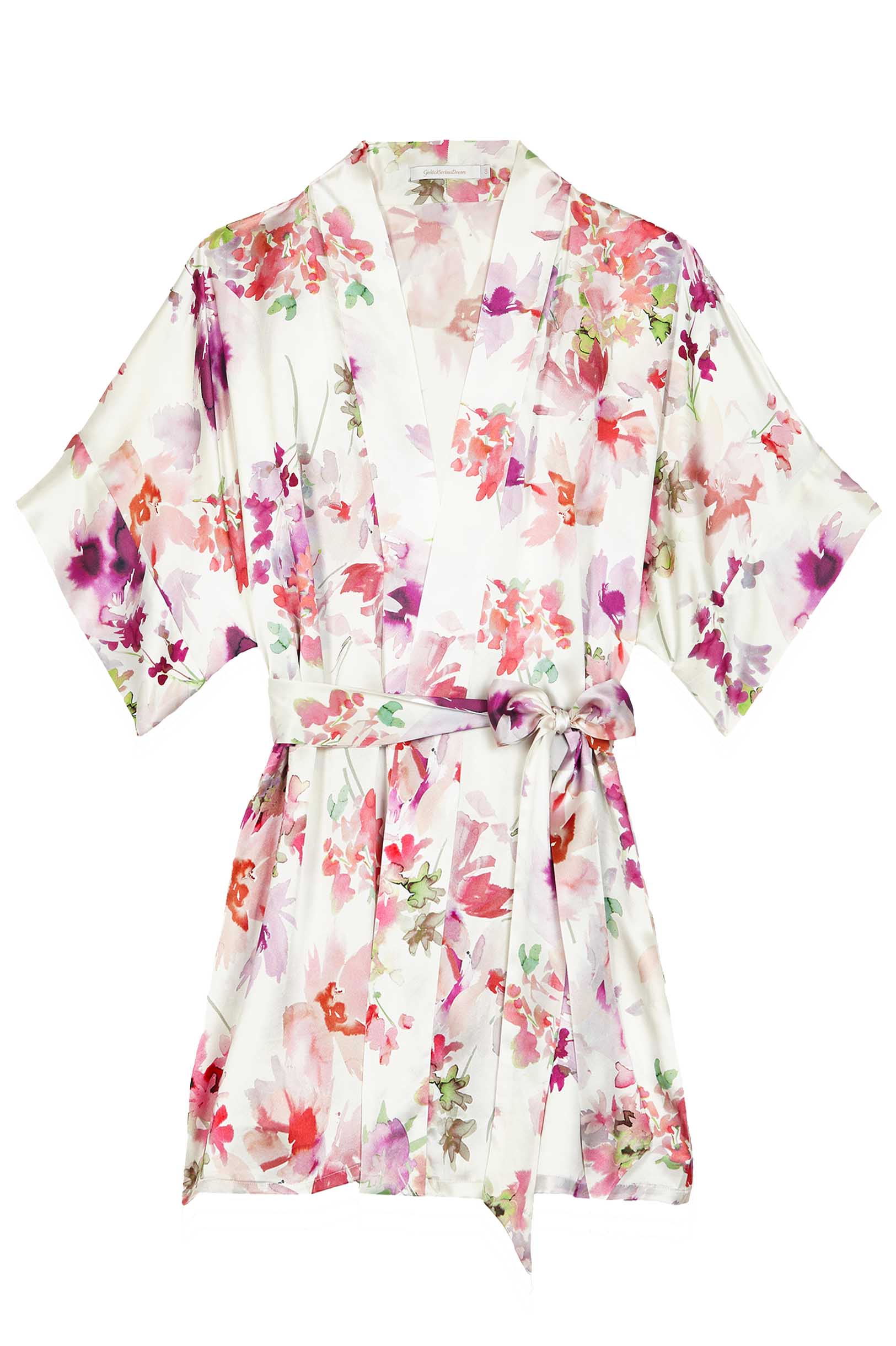 Samantha Silk Kimono Robe - Women's Floral Cherry Blossom Print Lightweight Bathrobe - Perfect for Spa, Bridal Party, and Loungewear