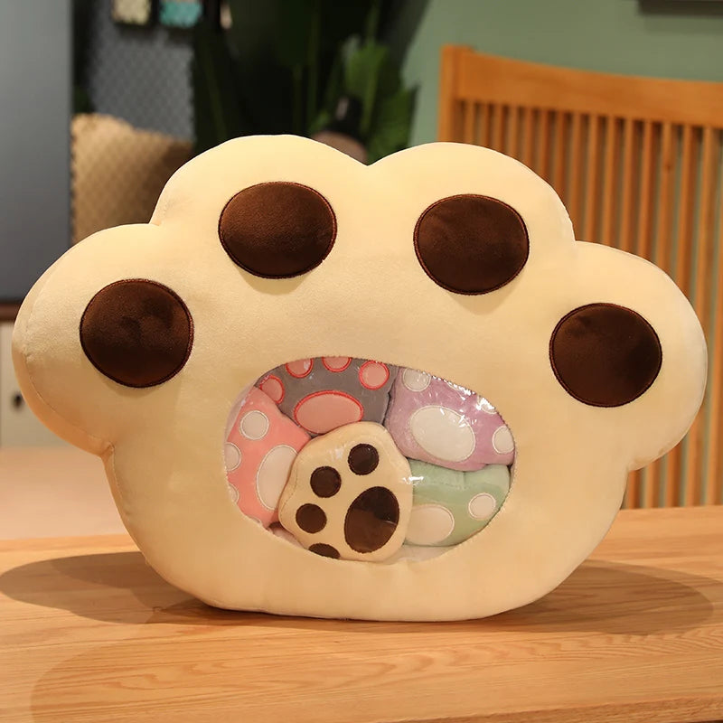 50x40 Cute Kawaii Cat Paw Plush Toy with 5 Mini Paws - Soft Stuffed Animal Pillow for Kids, Girls Gift - Perfect for Sofa Decor, Bedroom Cuddling & Stress Relief