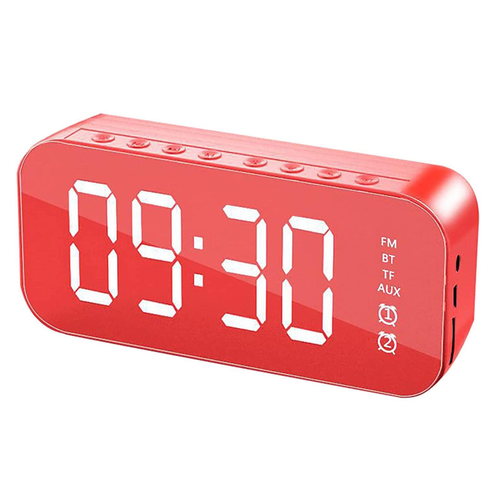 Wireless Bluetooth Speaker with Digital Alarm Clock - 2-in-1 Portable Speaker with 10-Hour Playtime, Adjustable Brightness & 33ft Range - Perfect for Bedroom, Office, Travel with Phones, Tablets & Laptops