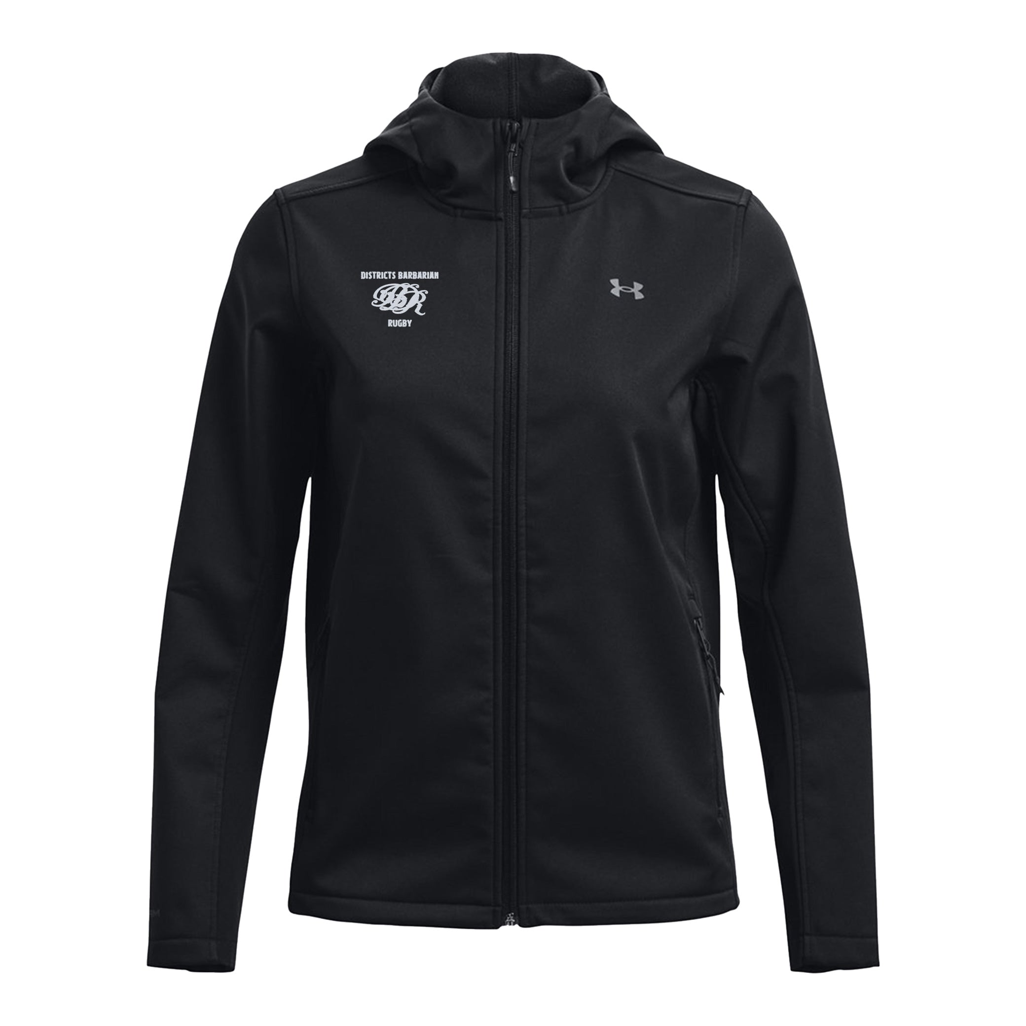 Women's Coldgear Infrared Hooded Jacket - Districts Barbarian RFC - Windproof & Thermal Winter Coat for Outdoor Activities, Hiking & Running