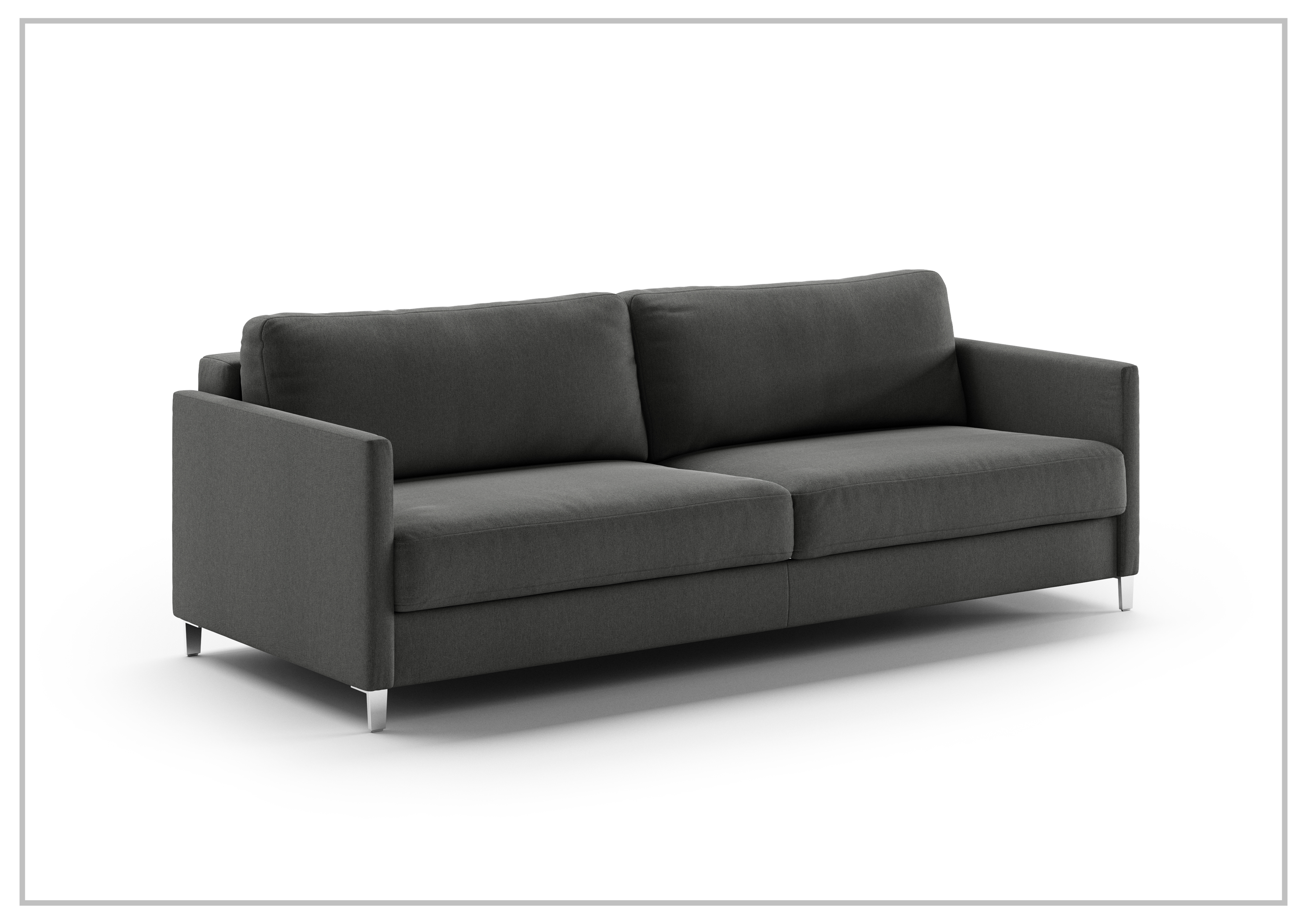 Luonto Elfin Fabric King Sleeper Sofa with Chrome or Wood Legs - Convertible Sofa Bed for Small Spaces, Guest Room & Apartment Living