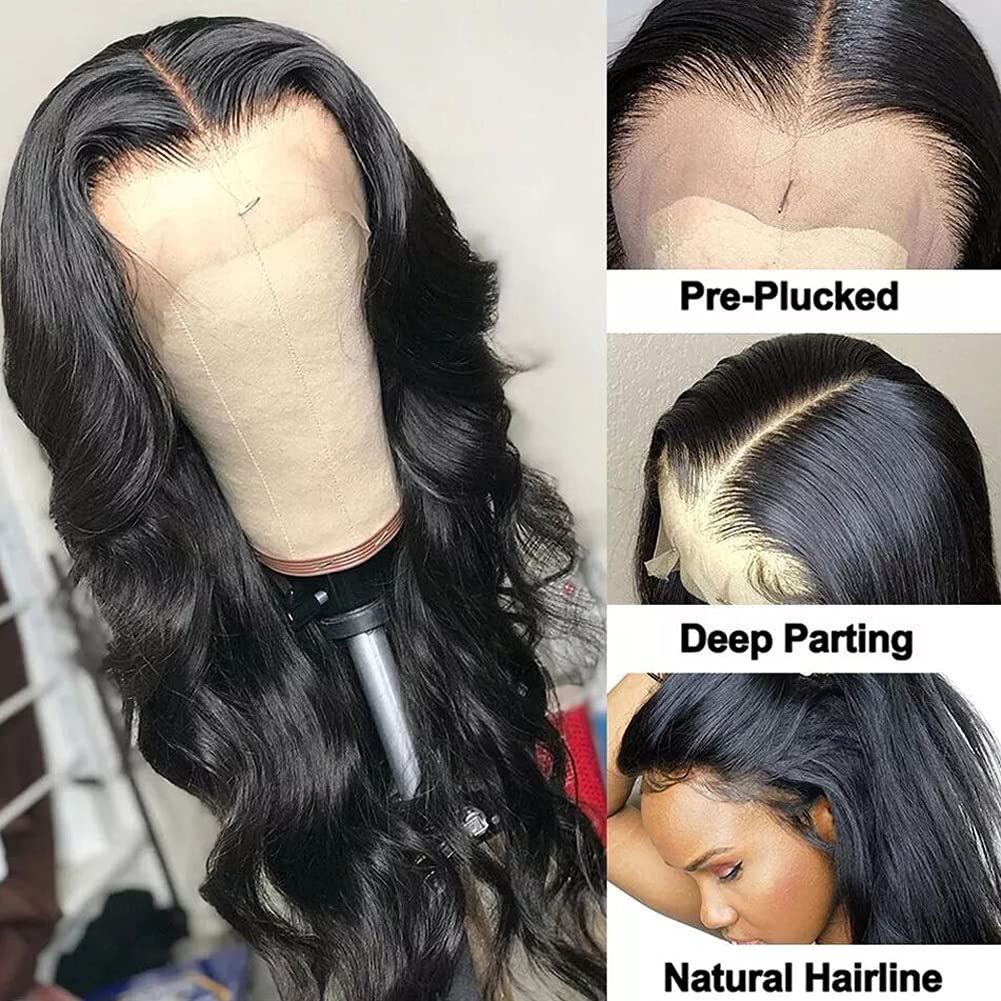 13x4 Lace Front Wigs Human Hair - Pre Plucked Body Wave with Baby Hair | 100% Brazilian Virgin Hair Wigs for Black Women | 150% Density Natural Color (24 Inch) | Perfect for Daily Wear, Cosplay & Special Occasions