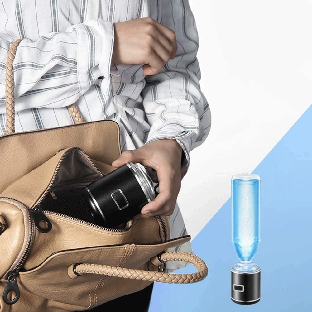 350ML Portable Hydrogen Rich Water Bottle - Rechargeable Ionized Water Generator with Antioxidant Glass for Health & Wellness | Perfect for Travel, Gym & Daily Hydration (Black)