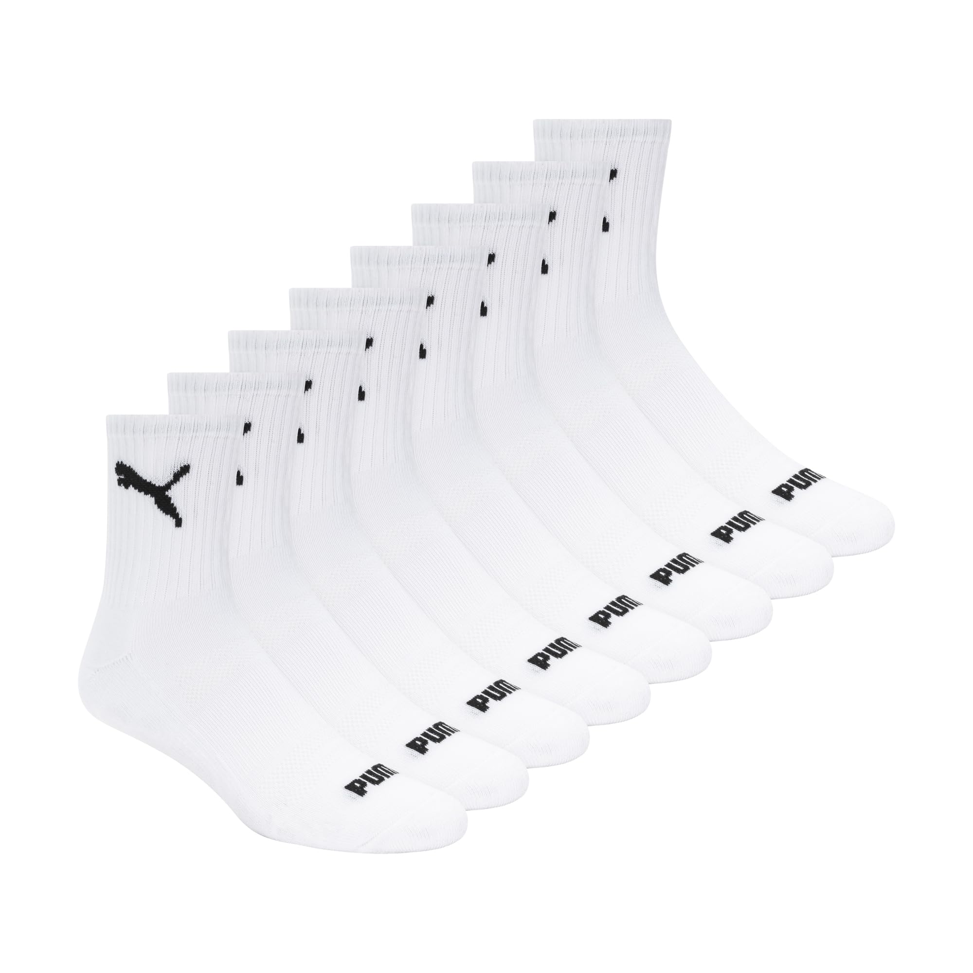 PUMA Men's 8 Pack Athletic Cushioned High Quarter Crew Socks - Breathable Workout Socks for Running, Gym & Sports - Comfortable Cotton Blend for Daily Wear & Active Lifestyle