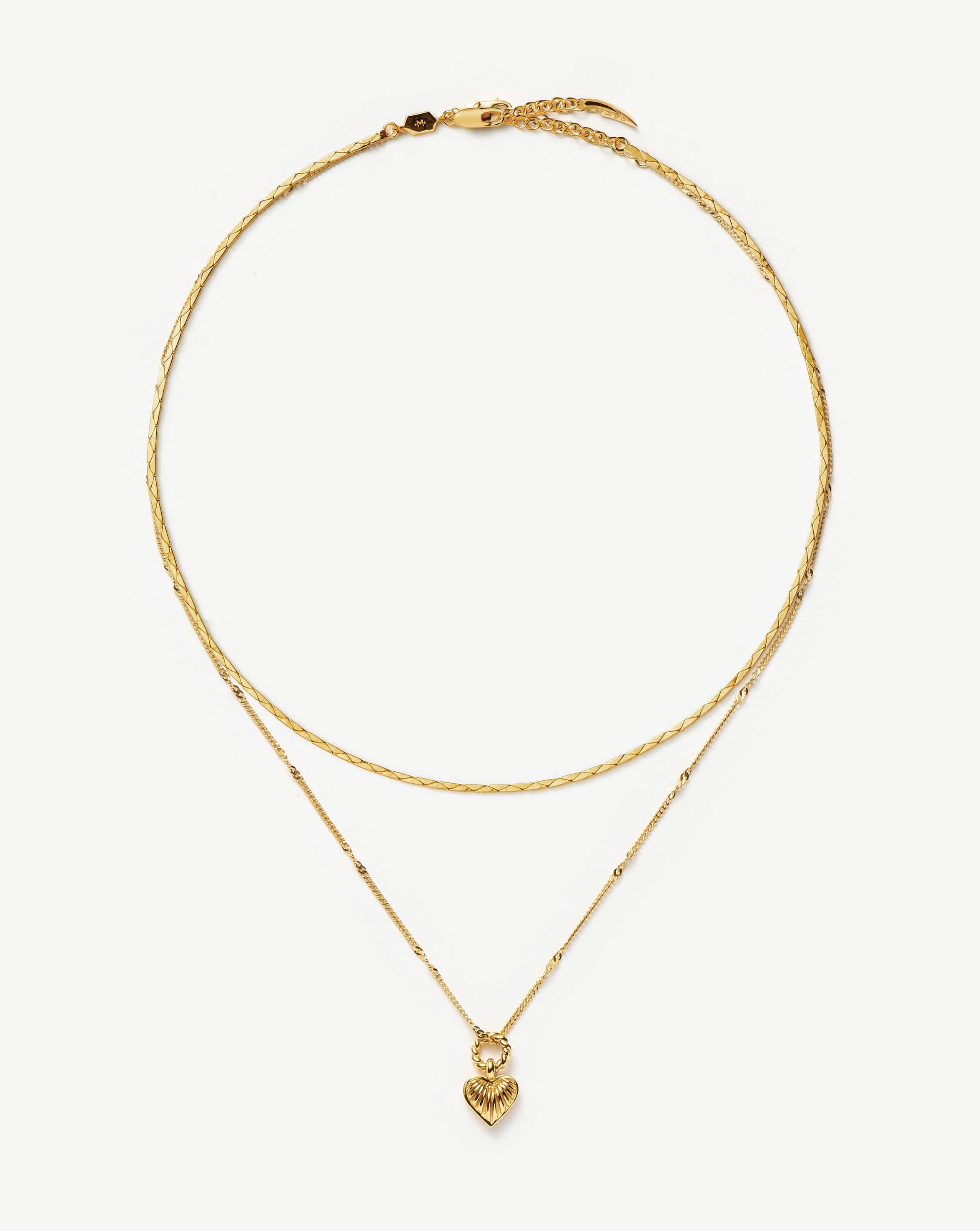 Mini Ridge Heart Chain Necklace Set - 18k Gold Plated Dainty Jewelry for Women | Perfect for Valentine's Day Gifts, Anniversary Presents & Everyday Elegance