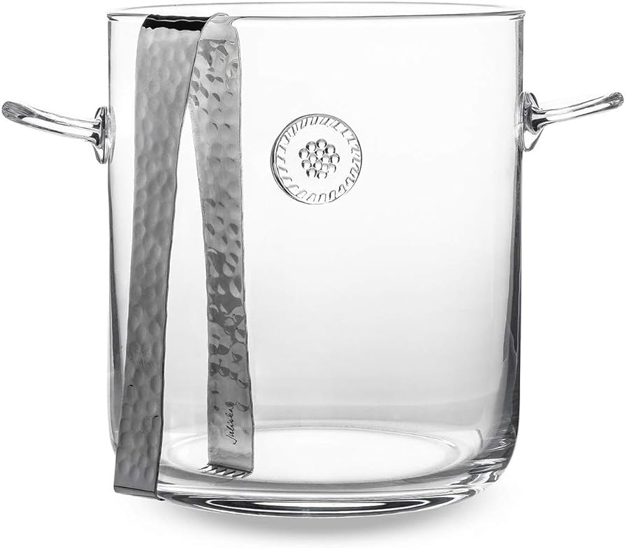Juliska B&T Stainless Steel Ice Bucket with Tongs - Premium Bar Accessories for Cocktail Parties, Weddings & Home Entertaining
