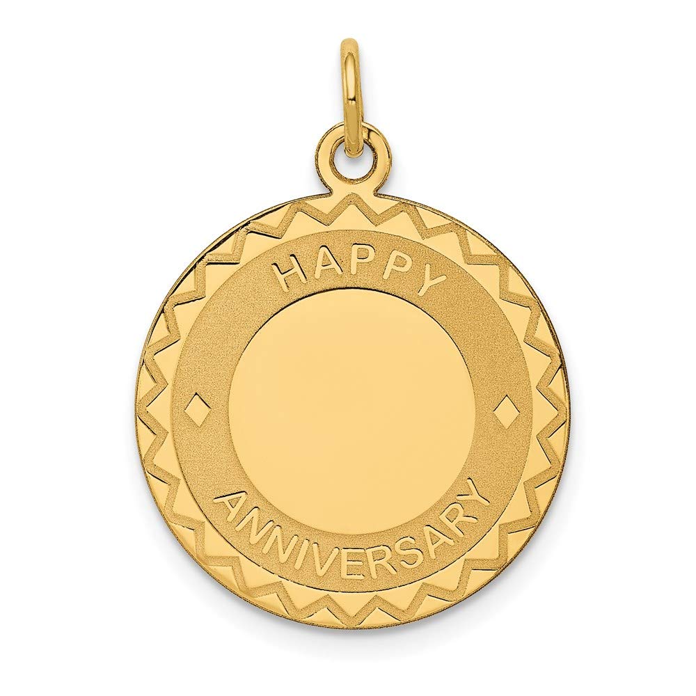 The Black Bow 14k Yellow Gold Happy Anniversary Disc Charm or Pendant, 19mm - Perfect for Anniversary Gifts & Jewelry Collections