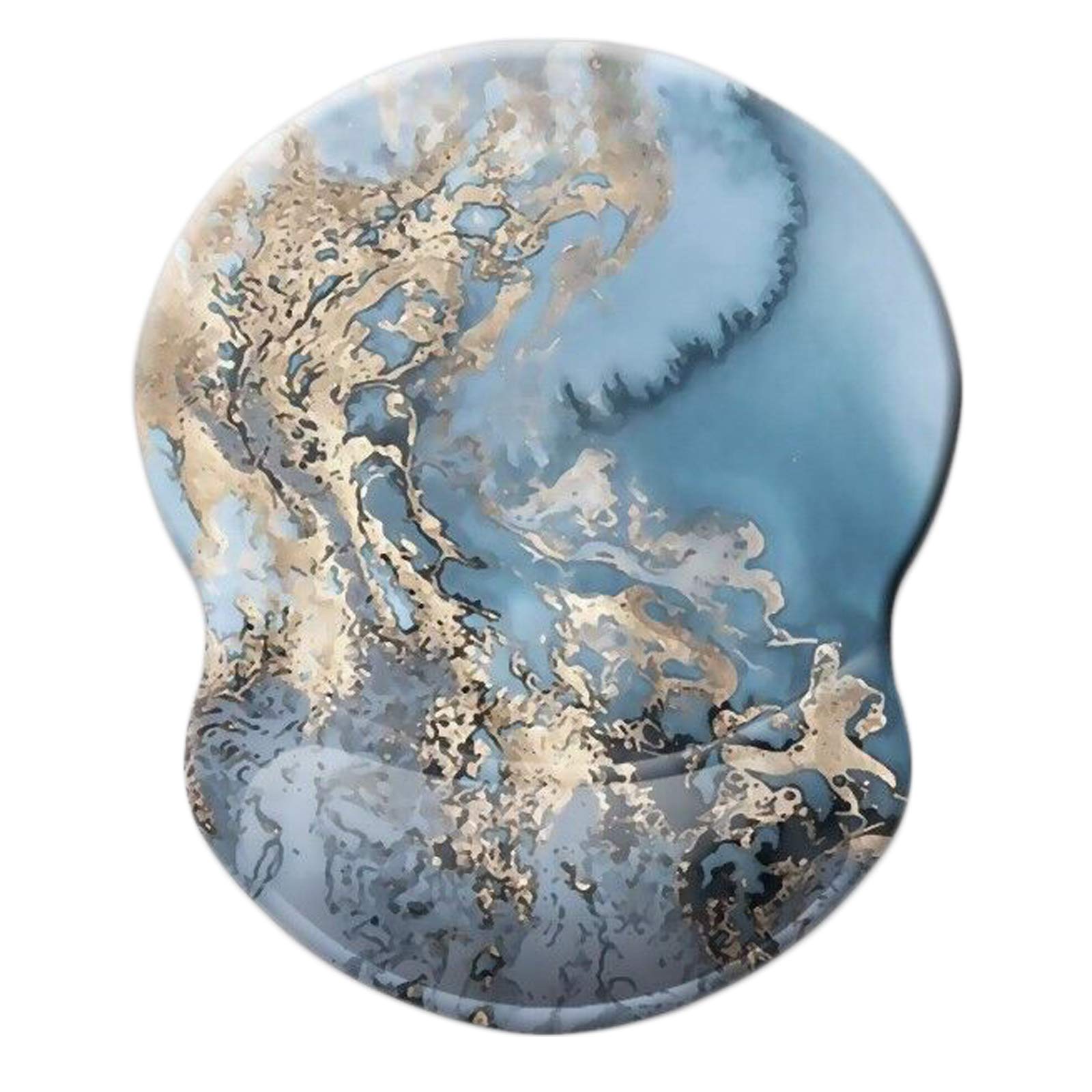 Ergonomic Mouse Pad with Wrist Support - Pain Relief Comfort Wrist Rest Pad for Office & Home Use, Non-Slip PU Base, Blue Gradient Marble Design - Perfect for Long Computer Work & Gaming Sessions