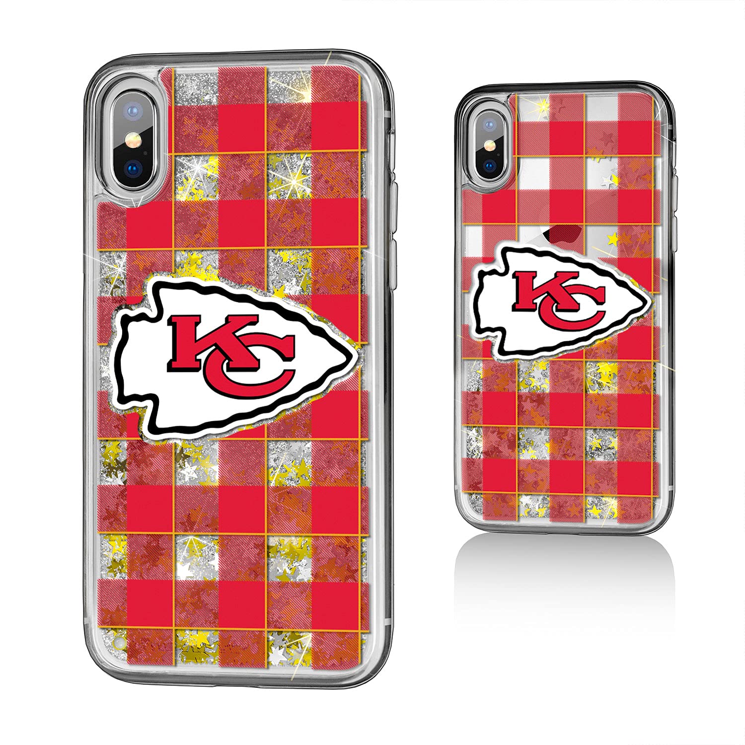 Kansas City Chiefs iPhone Case - Plaid Glitter Design for iPhone 11/12/13/14 Pro Max - Protective Football Team Phone Cover for Chiefs Fans (Perfect for Game Day & Tailgating)