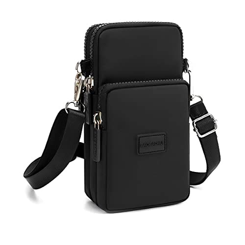 PALAY® Women's Small Crossbody Phone Bag - Adjustable Shoulder Strap Mini Wallet Clutch with Zipper Pouch, Armband Case (Black) - Perfect for Everyday Use, Travel, Shopping & Parties