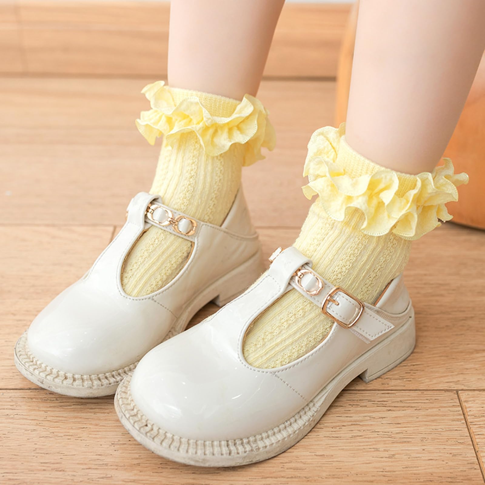 Toddler Girls Ruffle Socks - Newborn Baby Cotton Lace Frilly Socks - Cute Princess Style Dress Socks 1 Pack - Perfect for Parties, Photography & Special Occasions