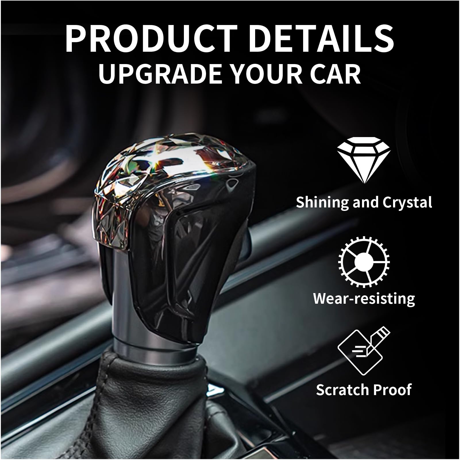 Premium Crystal Shift Knob Cover for Honda Civic 2022-2025, CRV/HRV 2023-2025 & Accord 2018-2025 - Durable Center Console Accessory with Stylish Decorative Trim - Perfect for Car Interior Upgrade & Personalization
