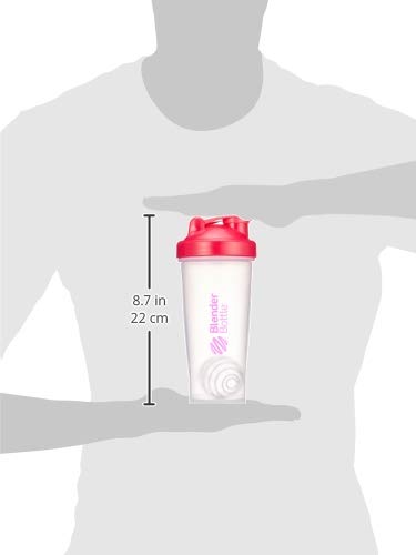 Protein Shaker Cup with Blender Ball - 820ml Clear Pink for Gym & Workouts