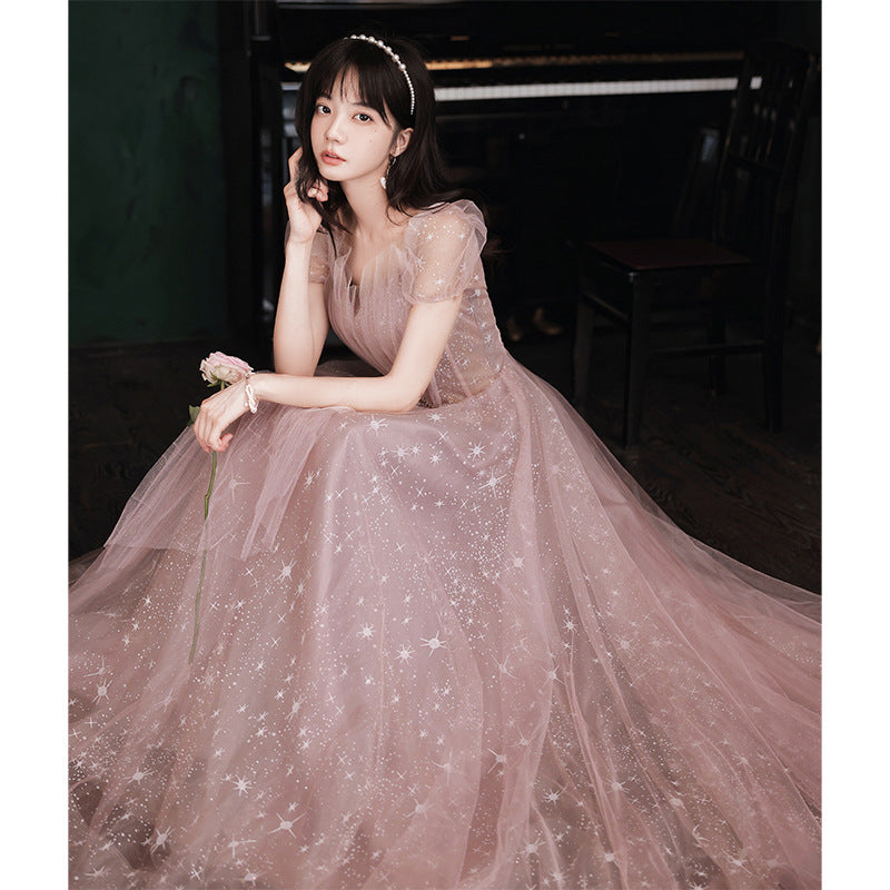Elegant A-Line Pink Long Prom Dress with Sparkles - Sweet 16 Princess Gown for Formal Dances & Special Occasions