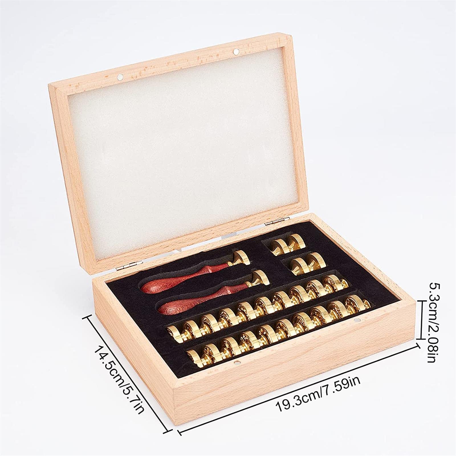 CRASPIRE 26-Piece Wax Seal Stamp Kit with 2 Wooden Handles - Vintage Sealing Wax Stamps for Wedding Invitations, Gift Wrapping, Letters & DIY Crafts - Elegant Wooden Gift Box Set
