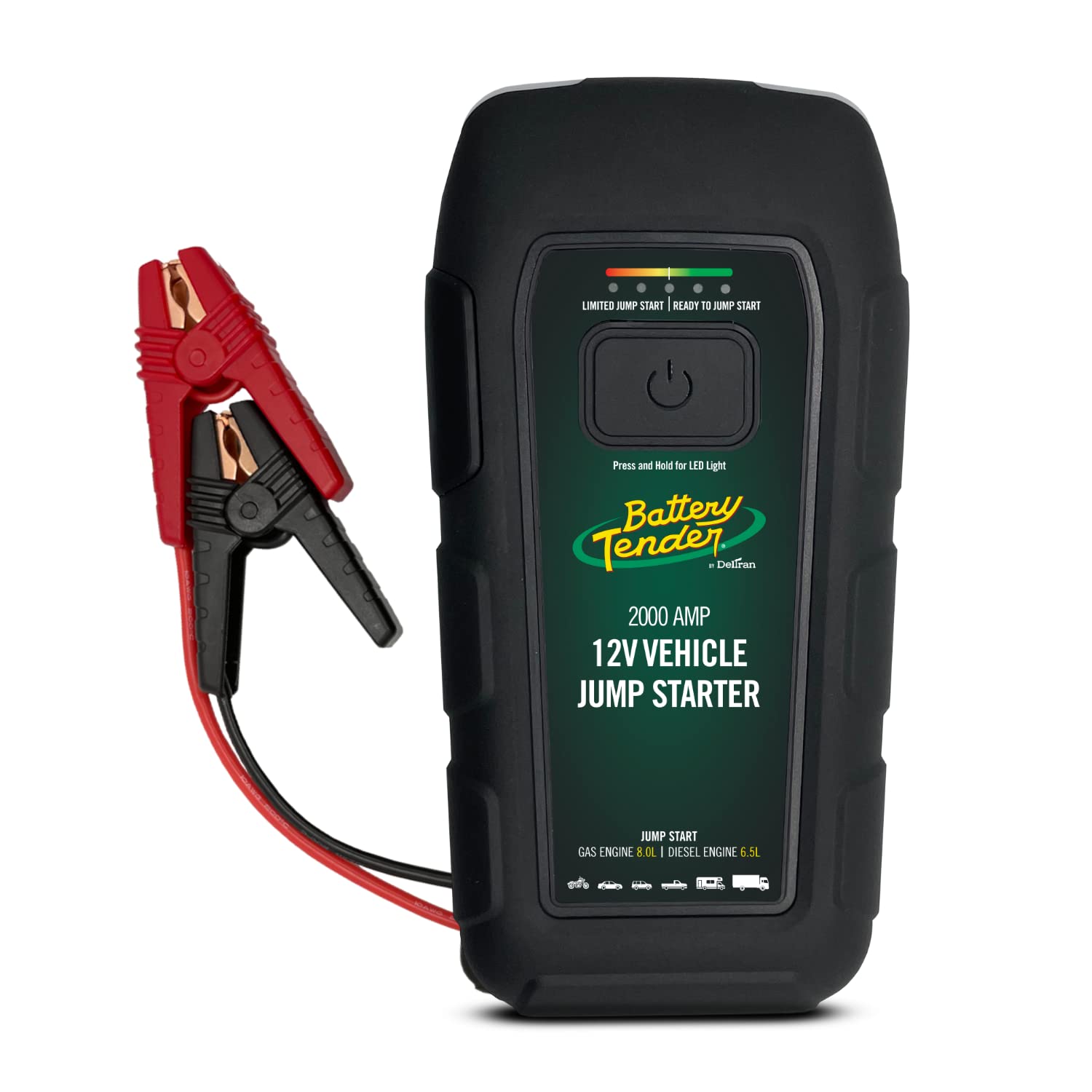 Battery Tender 2000 AMP Lithium Jump Starter - 16000mAh Portable Power Station with LED Flashlight & Emergency Strobe - 3 Fast USB Charging Ports (Model 030-2030-WH) - Perfect for Car Emergency, Camping & Outdoor Power Needs
