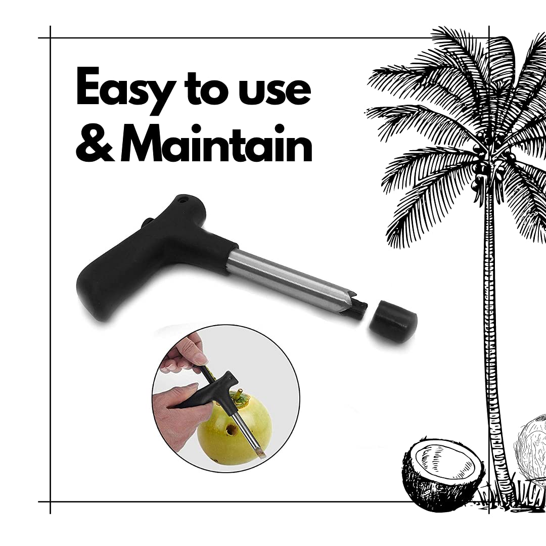 Premium Stainless Steel Coconut Opener Tool - Easy Straw Hole Maker & Cutter for Fresh Coconuts | Food Grade Safe | Perfect for Beach Parties, Tropical Drinks & Home Kitchen Use