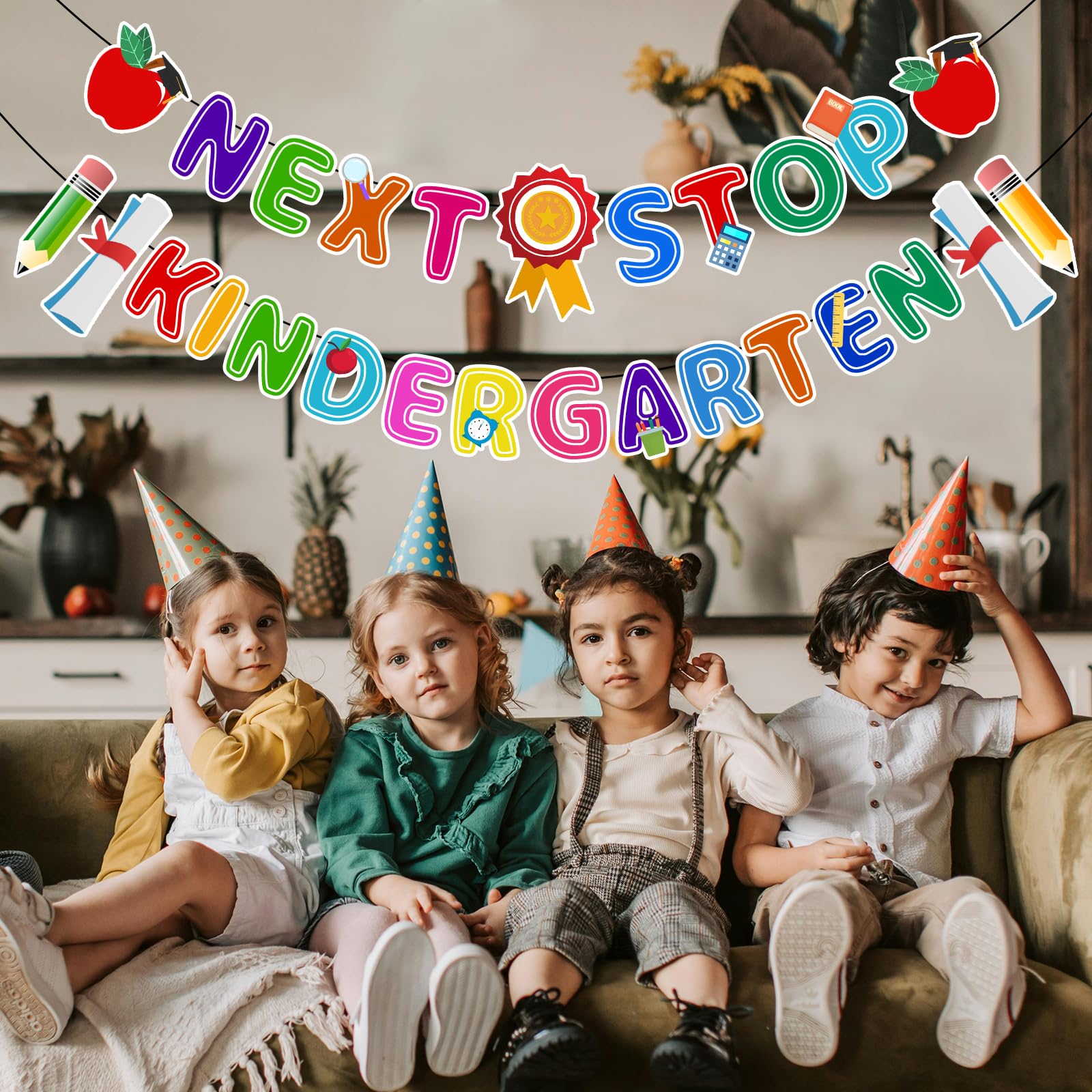 Pre-Assembled Preschool Graduation Banner & Decorations Kit - 2 Pack with Backdrop for Pre-K Graduation Party & Photo Booth - Perfect for Classroom Celebrations, Daycare Ceremonies & Kindergarten Graduation Photos