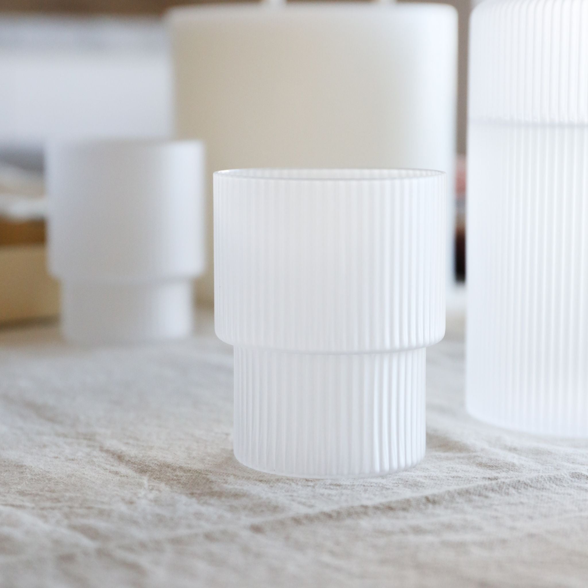 FERM LIVING Ripple Frosted Glass Set of 4 - Elegant Drinking Glasses for Cocktails, Juice & Water - Perfect for Dinner Parties, Home Decor & Gift Giving