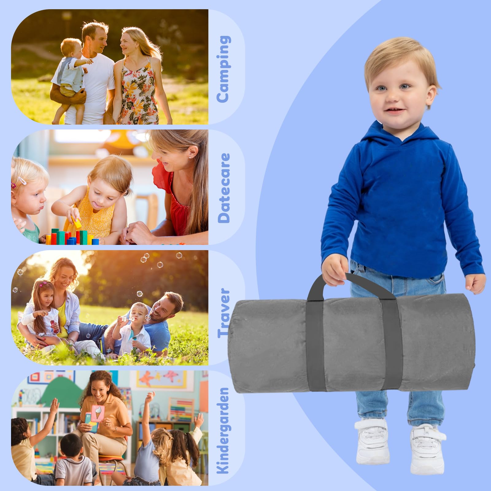 Personalized Toddler Nap Mat with Pillow & Blanket - Custom Name Daycare Sleeping Bag for Boys & Girls, Portable Preschool Kindergarten Nap Sack - Perfect for Daycare, Preschool, Travel & Sleepovers